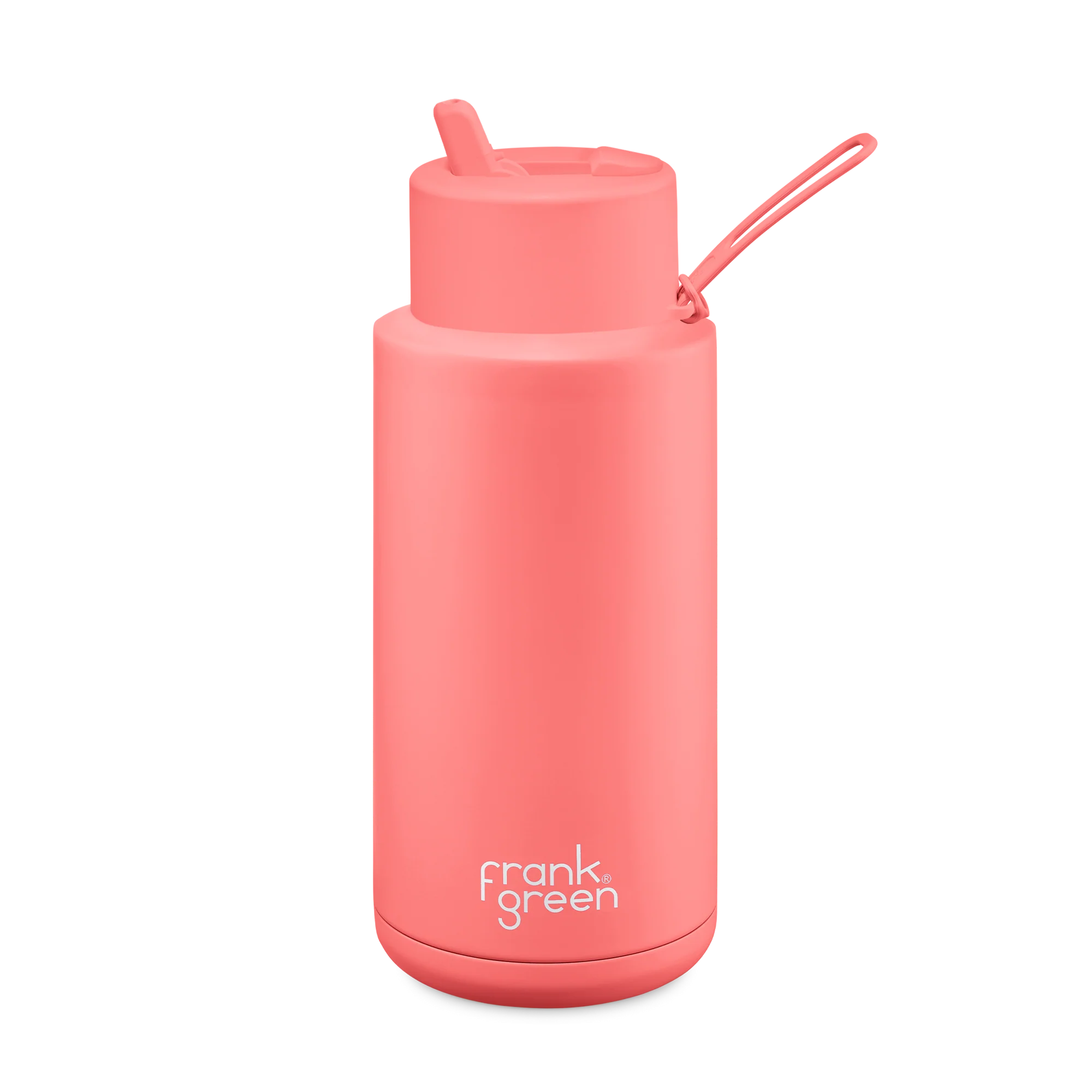 Frank Green 1L Ceramic Reusable Water Bottle with Straw Lid - 34oz Insulated Travel Mug for Hot & Cold Drinks - Perfect for Gym, Hiking, Office & Outdoor Activities
