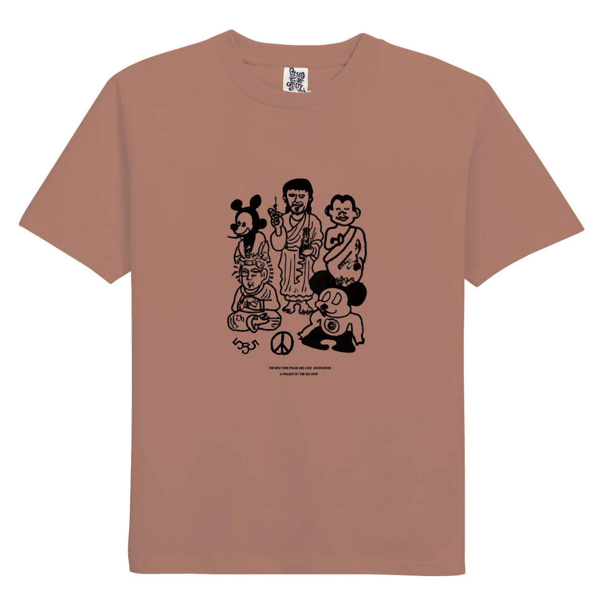 555 Soul Meditated America T-Shirt in Cognac - Comfortable Vintage Style Tee for Casual Wear & Street Fashion