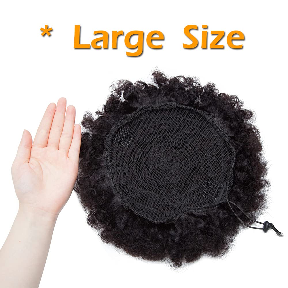 Afro Kinky Curly Ponytail Human Hair Extension - Natural Black African Hair Bun with Clips for Women | Perfect for Protective Styles, Natural Hairstyles & Everyday Wear