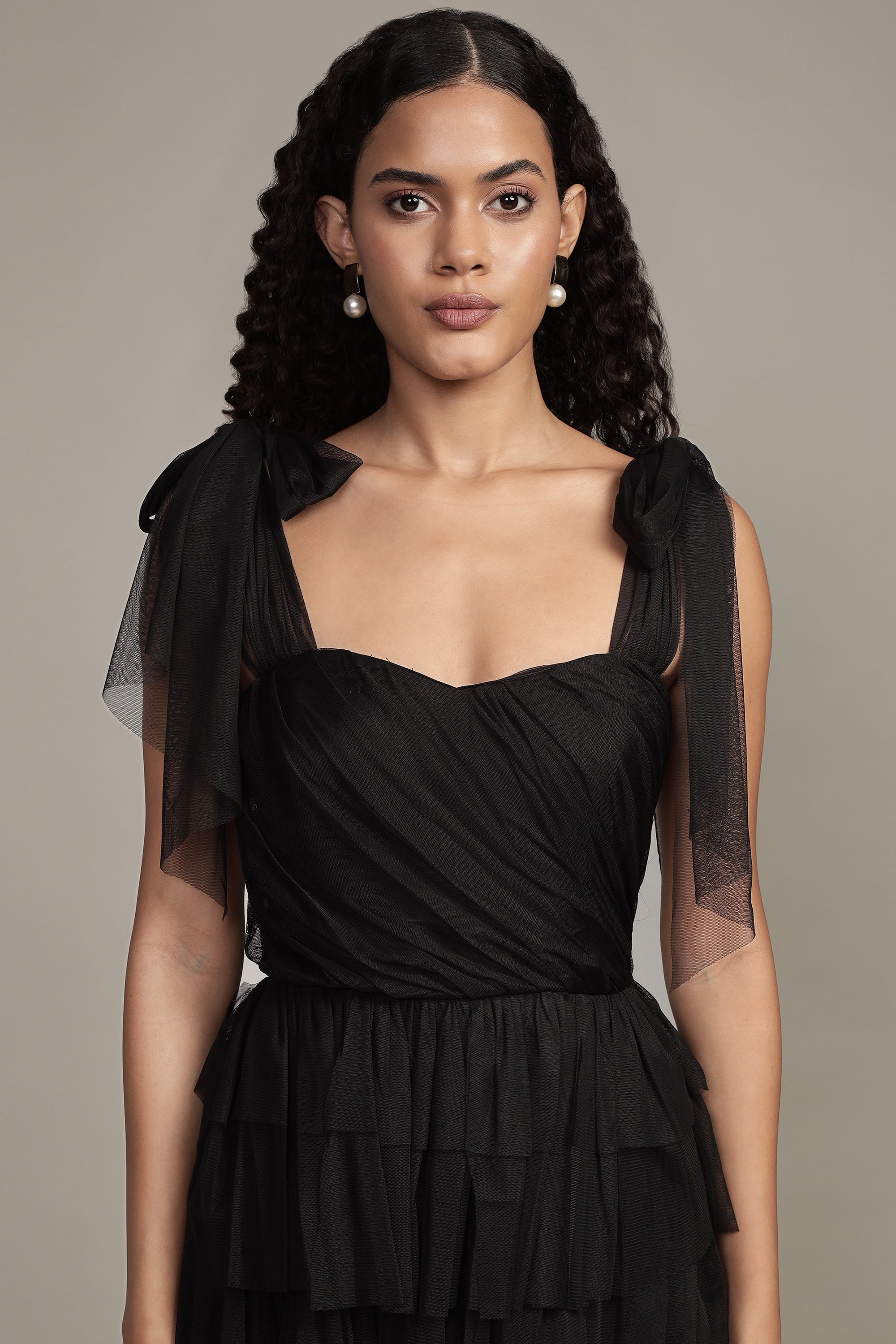Elegant Ophelia Black Maxi Dress with Adjustable Tie Detail - Perfect for Weddings, Parties & Evening Events