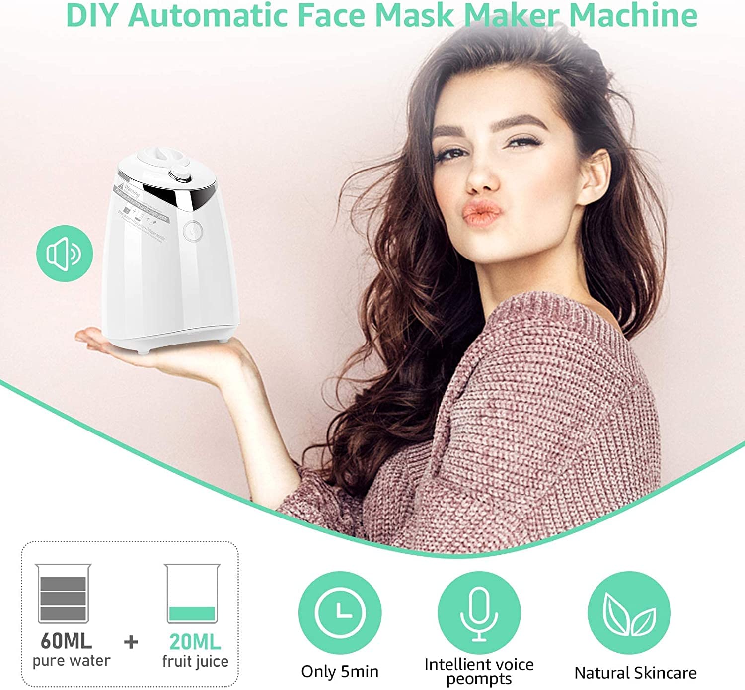 Prakal DIY Facial Mask Machine for Skin Care - Auto Fruit & Vegetable Masks with Voice Reminder - Perfect for Home Spa & Beauty Routine