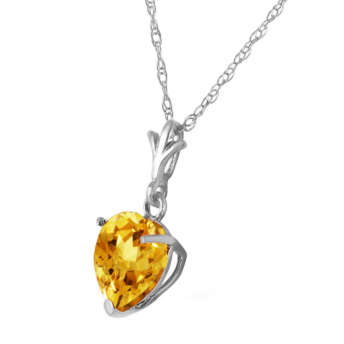 1.15 Carat 14K Solid White Gold Citrine Pendant Necklace for Women - Elegant Birthstone Jewelry Gift for Birthday, Anniversary & Special Occasions - Perfect for Everyday Wear, Date Nights & Formal Events