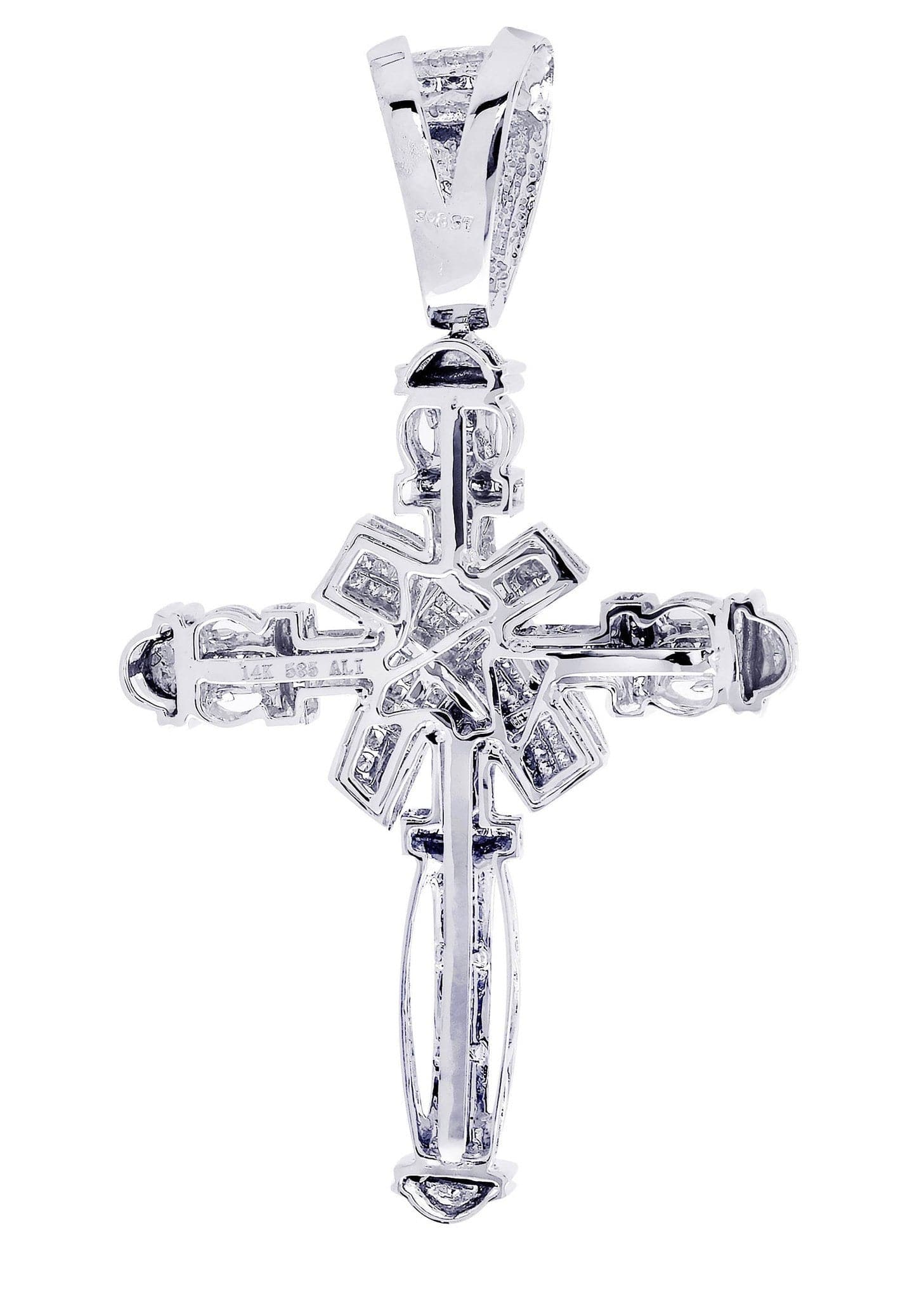 1.93 Carat Diamond Cross Pendant Necklace - 23.72 Grams Solid Gold Religious Jewelry for Women & Men - Perfect for Baptism, First Communion & Wedding Gifts