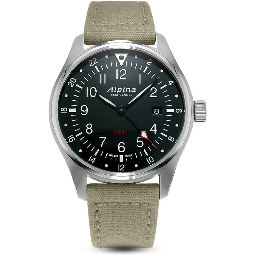 ALPINA STARTIMER PILOT GMT Quartz Men's Watch AL-247B4S6 - Swiss Made Aviation Timepiece for Travelers & Business Professionals