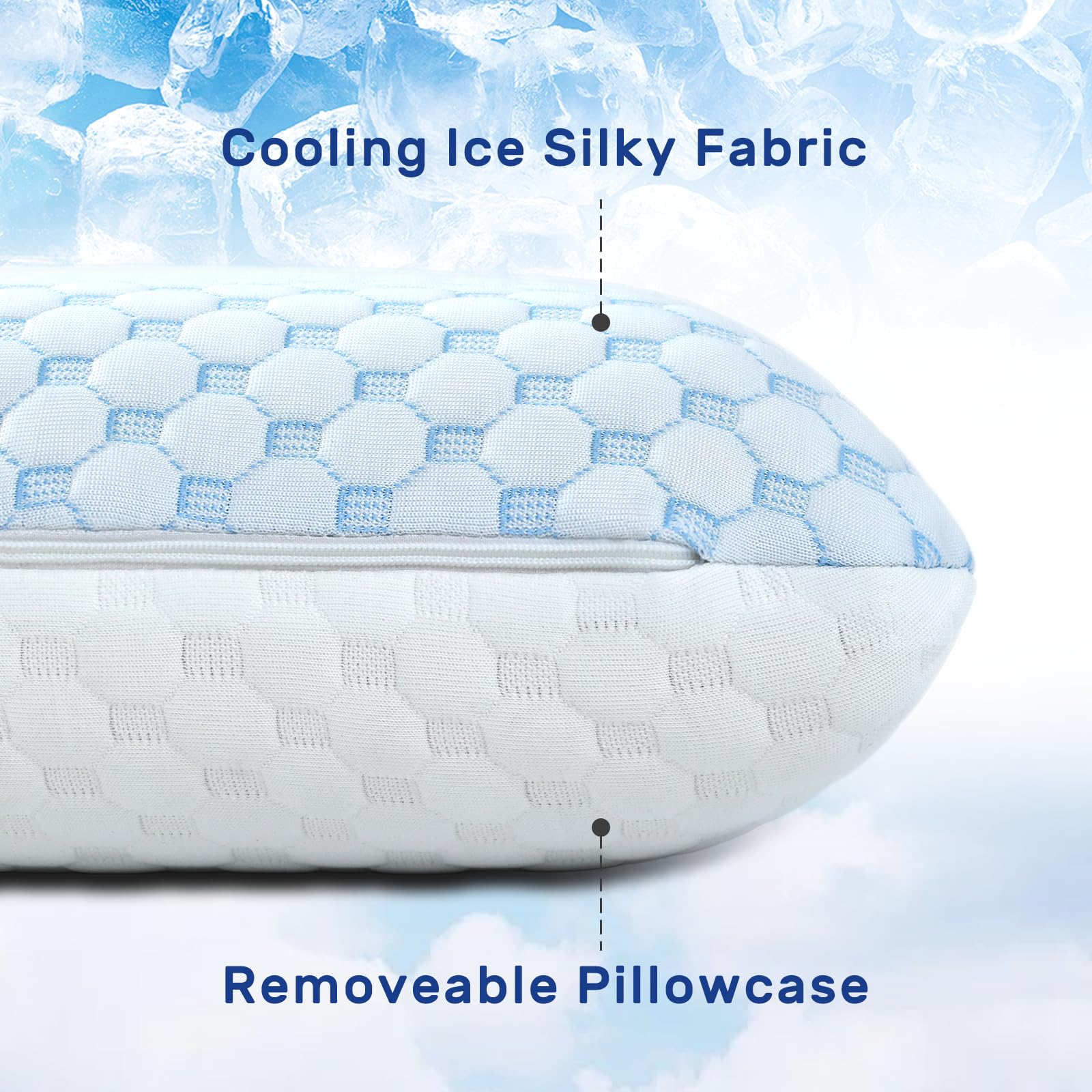 Cooling Memory Foam Bed Pillows for Side, Back & Stomach Sleepers - Orthopedic Support with Breathable Pillowcases - Perfect for Hot Sleepers & Neck Pain Relief