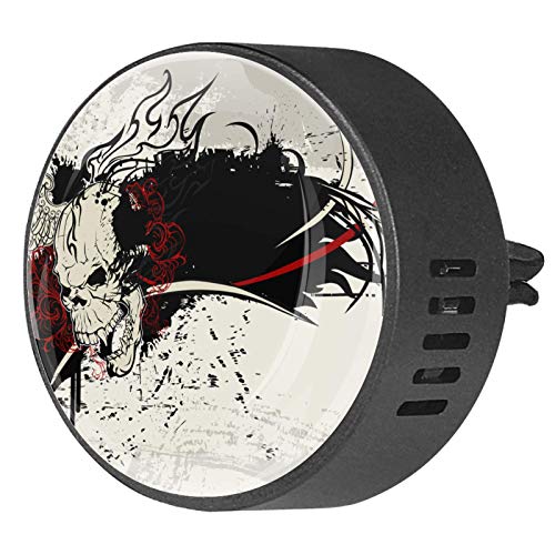Vintage Abstract Skull Car Air Freshener - Custom Aromatherapy Essential Oil Diffuser EVA Locket Vent Clip for Car, Office & Home - Perfect for Gifts, Meditation Spaces & Aromatherapy Lovers