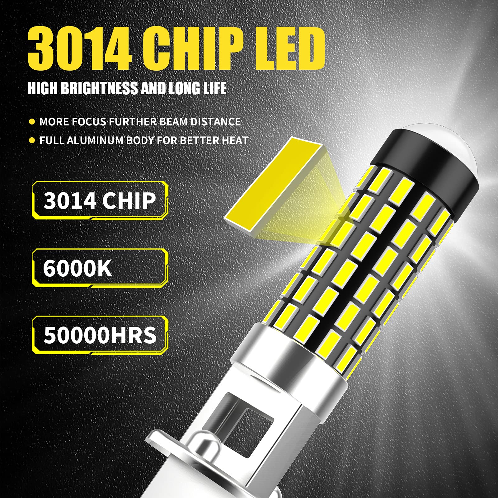 H1 LED Fog Lights DRL 1200 Lumens 360° Beam - Super Bright 6000K Xenon White LED Bulbs for Cars & Trucks (Pack of 2) - Perfect for Night Driving & Off-Road Adventures