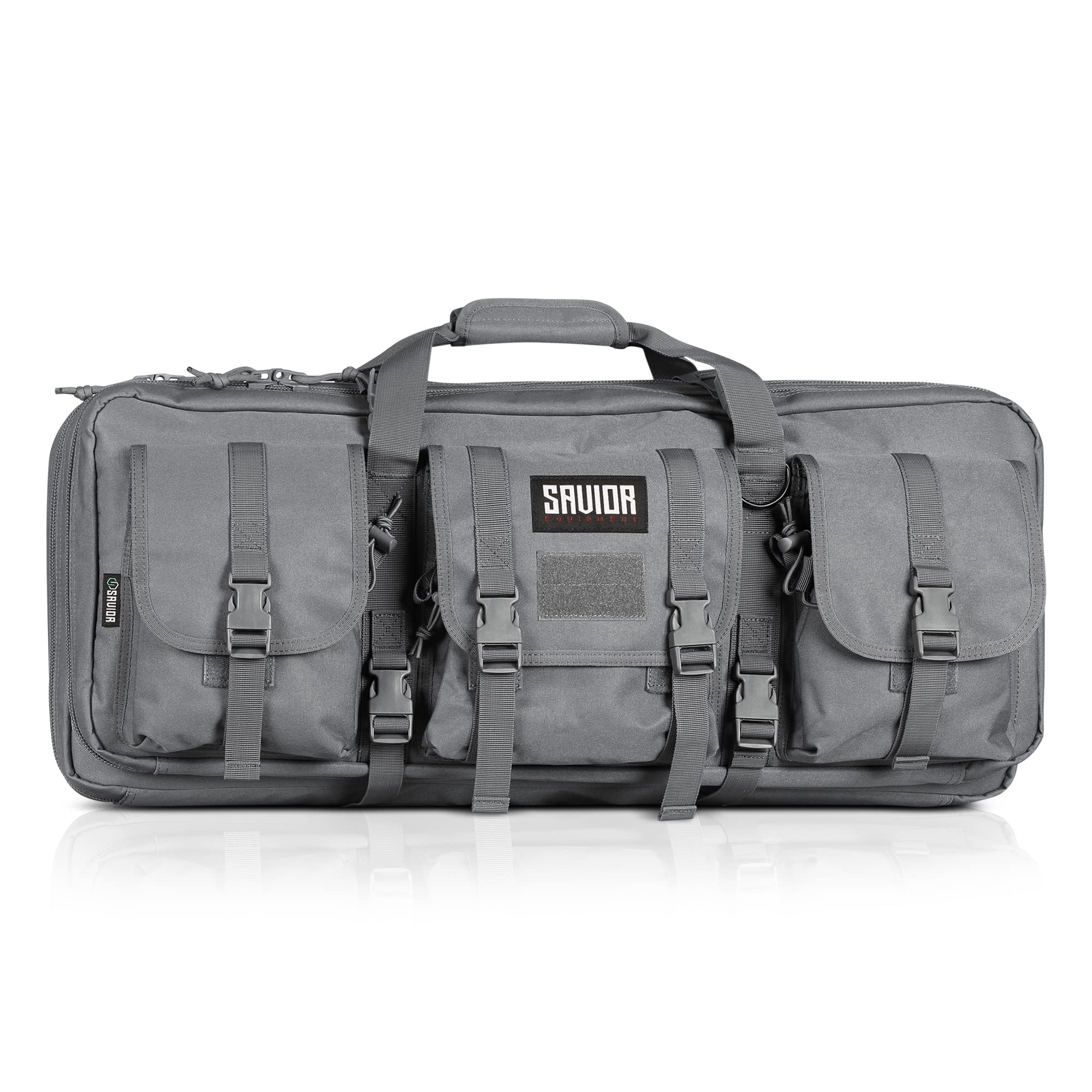 Savior Equipment 36 Inch Tactical Double Rifle Gun Bag - American Classic Pistol Transport Case with Adjustable Backpack Straps, Ash Gray - Perfect for Hunting, Shooting Range & Outdoor Adventures