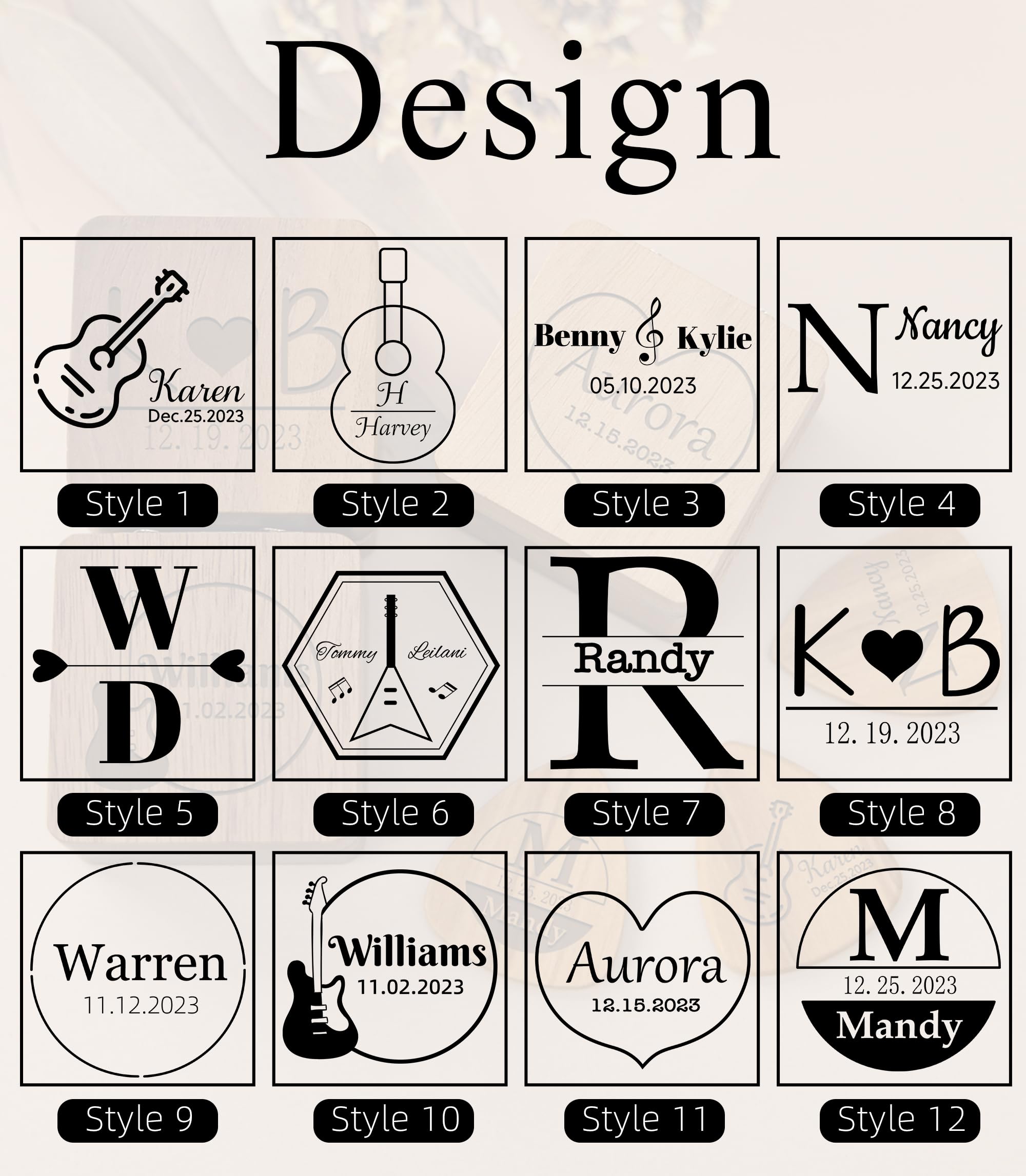 Custom Engraved Wooden Guitar Picks with Case - Personalized Guitar Accessories Gift Set for Musicians (Dad, Husband, Son) - Perfect for Valentine's Day, Birthday & Father's Day Gifts | Great for Live Performances, Music Practice & Collectors