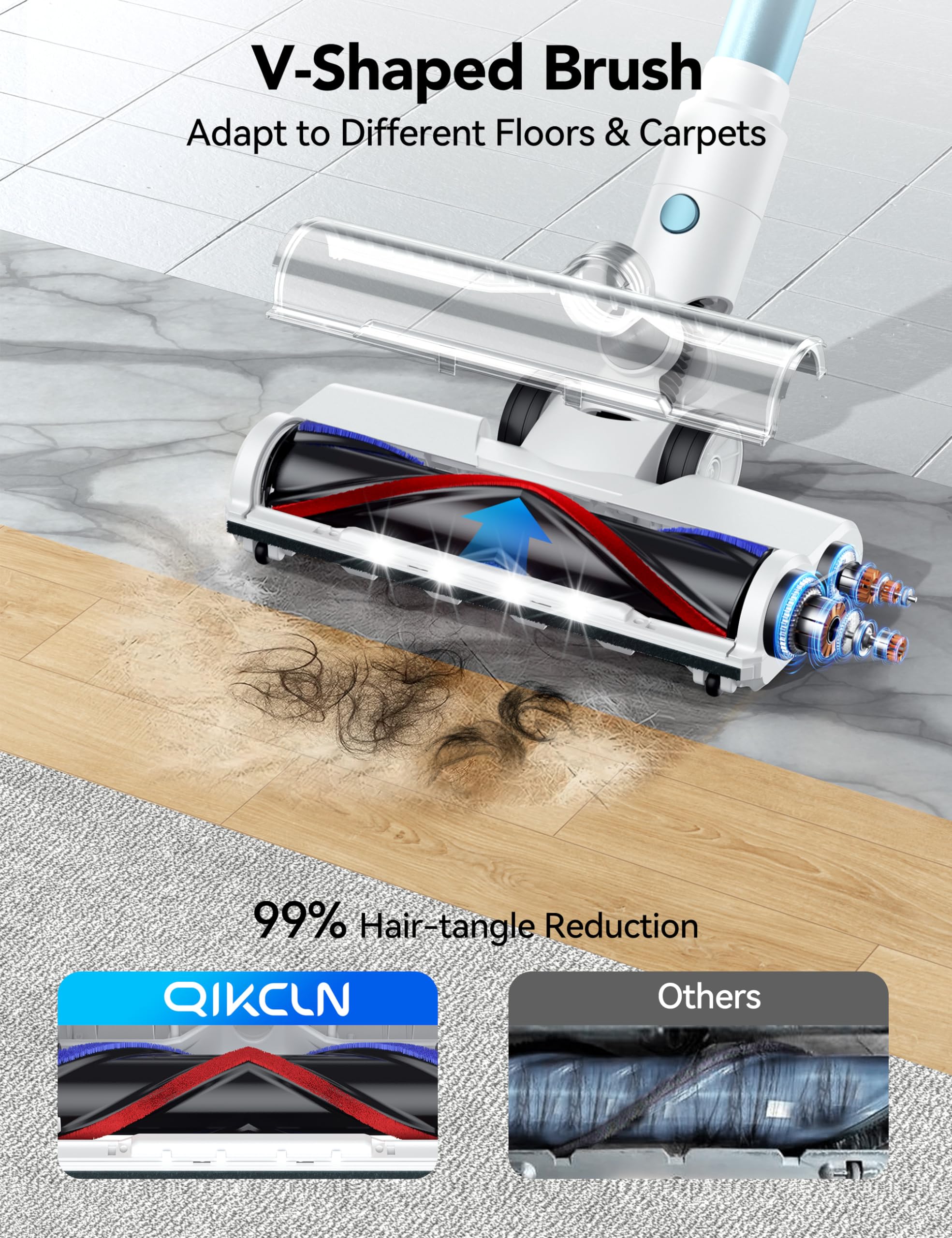 23Kpa Cordless Vacuum Cleaner with Rechargeable Battery - 40 Min Runtime, 2 Speed Settings for Pet Hair & Hardwood Floors - Lightweight Household Vacuum for Quick Cleaning (Green) - Perfect for Homes with Pets, Carpets, and Hardwood Floors