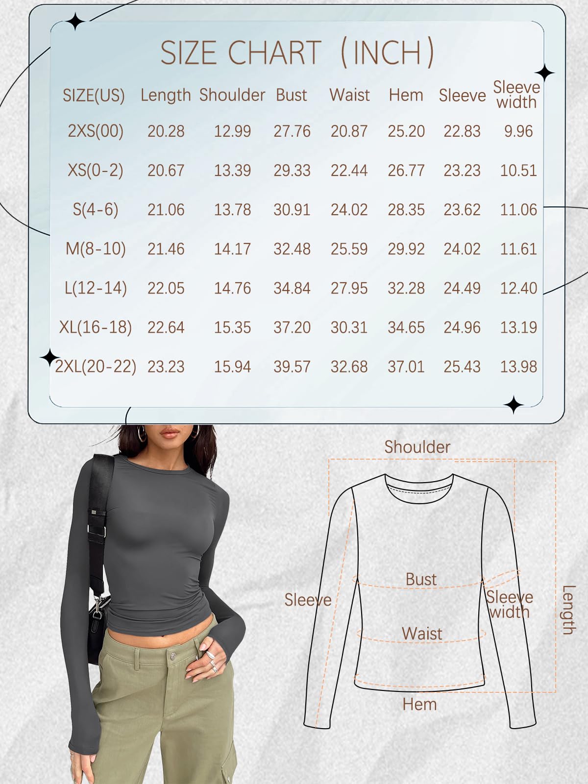 Trendy Queen Women's Long Sleeve Crop Top - Y2K Basic Tee for Workout, Casual Wear & Spring 2025 Fashion | Perfect for Gym, Street Style & Night Out