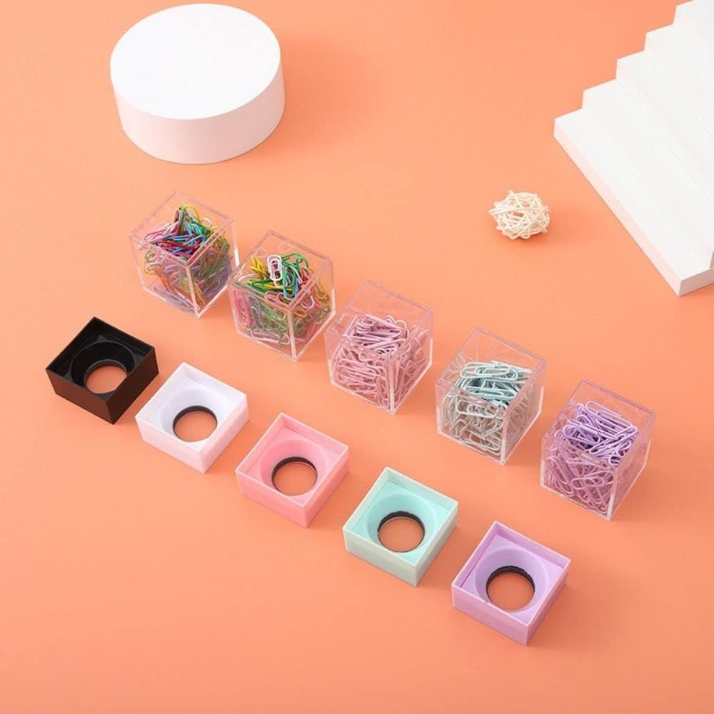 JJLFresheners Green Magnetic Paper Clip Dispenser - Clear Acrylic Office Organizer with Magnetic Top for Desk Supplies | Perfect for Office, Home, School & Workspace Organization