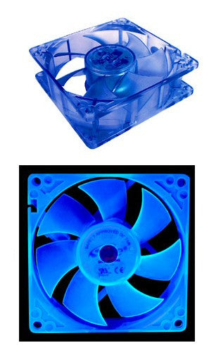 Spire 120MM Blue UV Reactive Crystal PC Cooling Fan - High Performance Computer Case Fan with LED Lighting for Gaming PC, Workstation & Home Office Setup (Model FD12025S1M3)