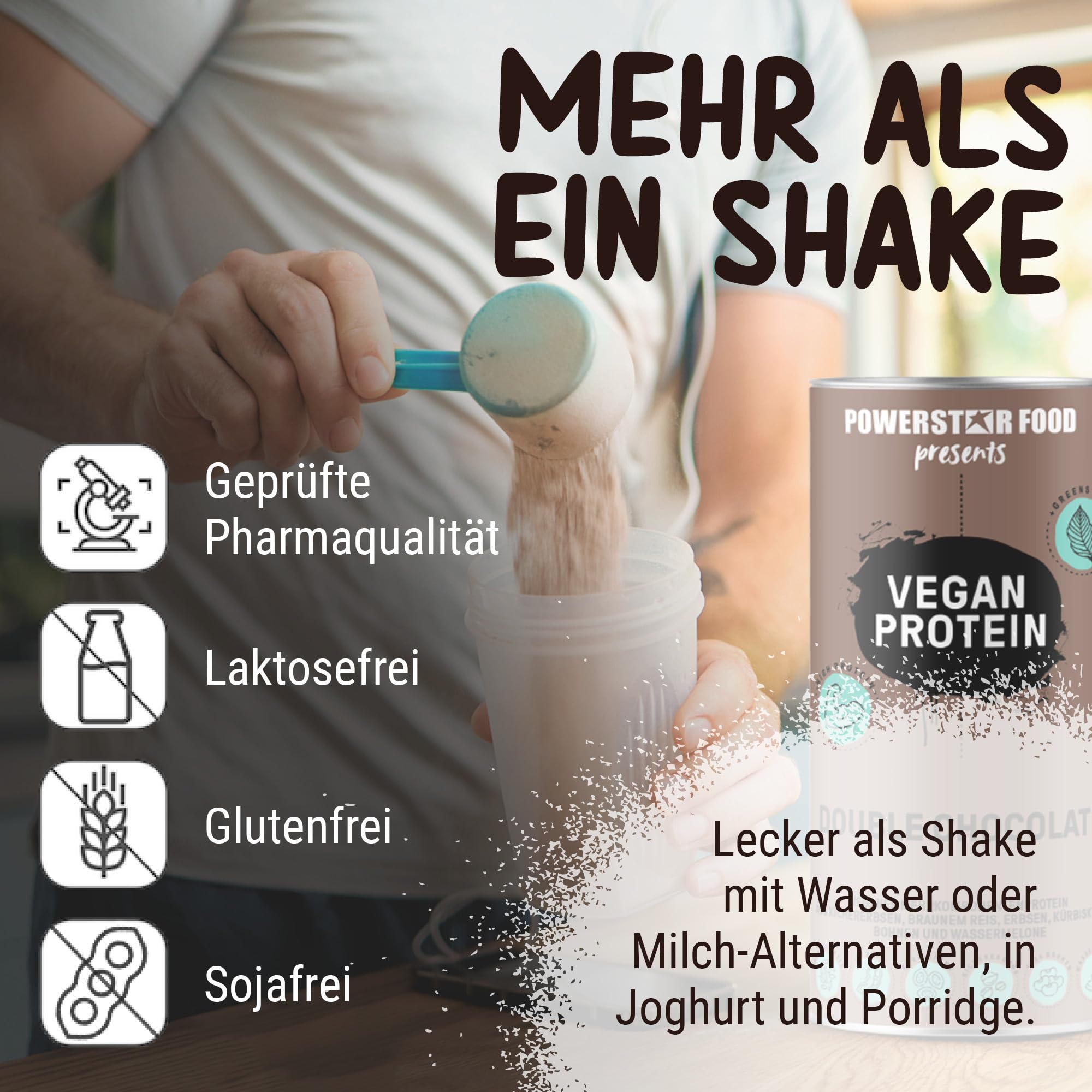 Powerstar VEGAN PROTEIN Powder 500g - Soy-Free Plant-Based Protein with 10 Superfoods | Multi-Component Muscle Building Supplement | Made in Germany | Vanilla Flavor | Perfect for Post-Workout Recovery & Vegan Fitness Nutrition