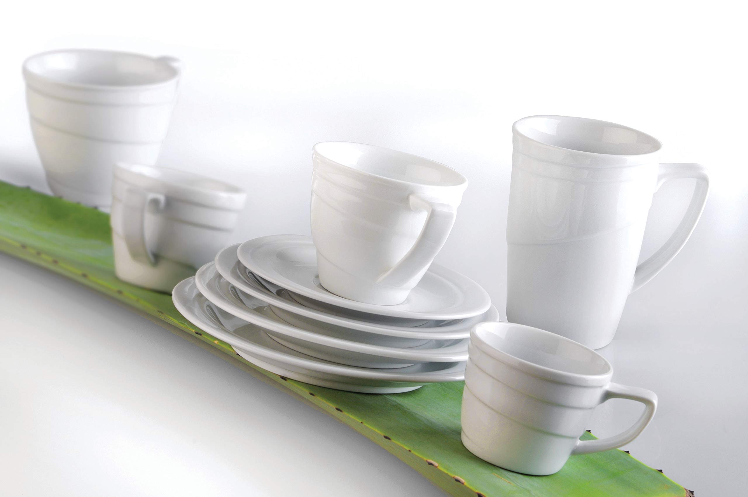 BergHOFF Essentials 20-Piece Porcelain Dinnerware Set - White Hotel-Quality Scratch-Resistant Plates & Saucers with Elegant Design & Deep Glaze Finish | Oven, Microwave & Dishwasher Safe | Perfect for Restaurants, Catering & Home Entertaining