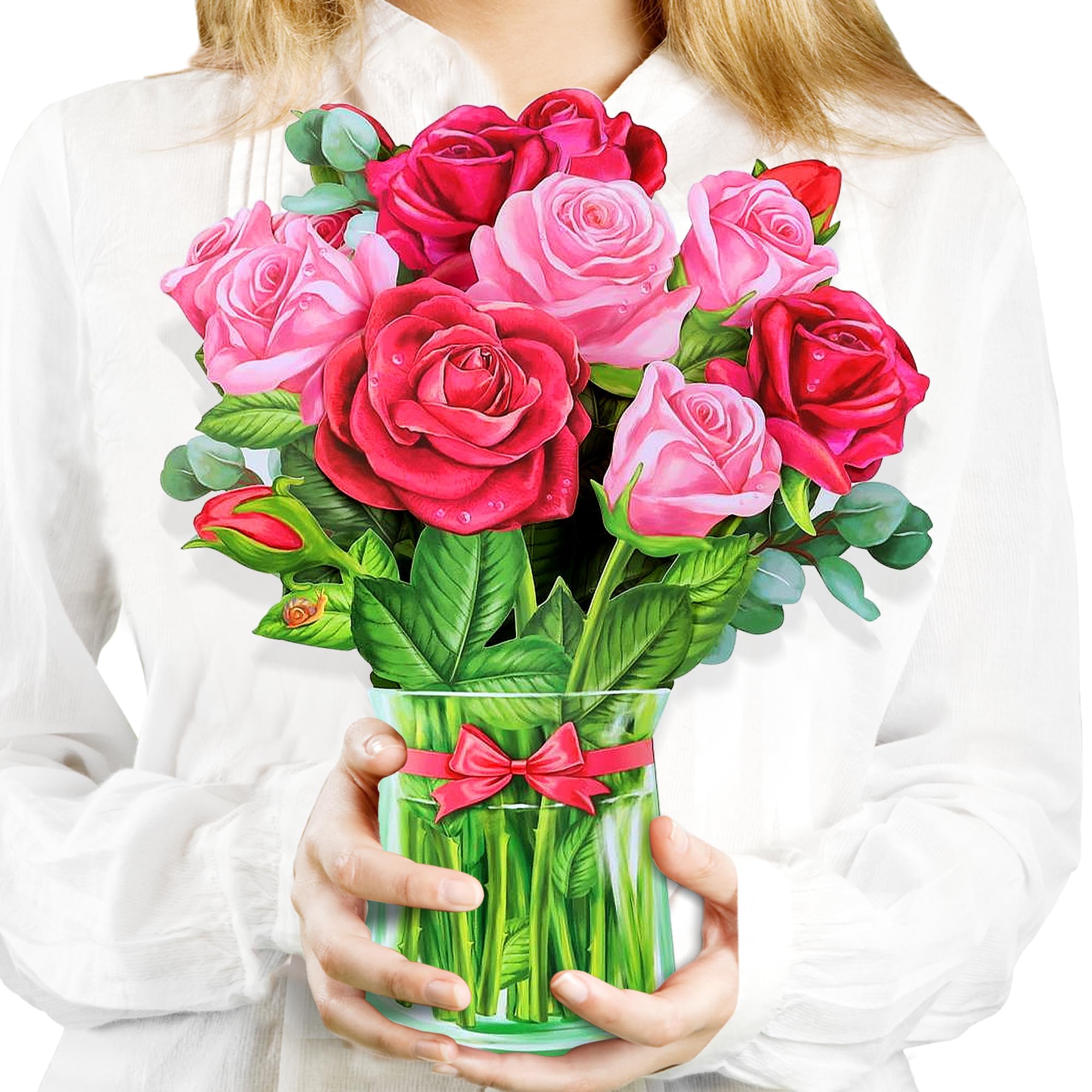 Beautiful Paper Flower Bouquet Pop-Up Greeting Cards Set - Perfect Gift for Mom, Grandma, Teachers & Women (Includes Note Card & Envelope) - Ideal for Birthdays, Thank You, Appreciation & Special Occasions