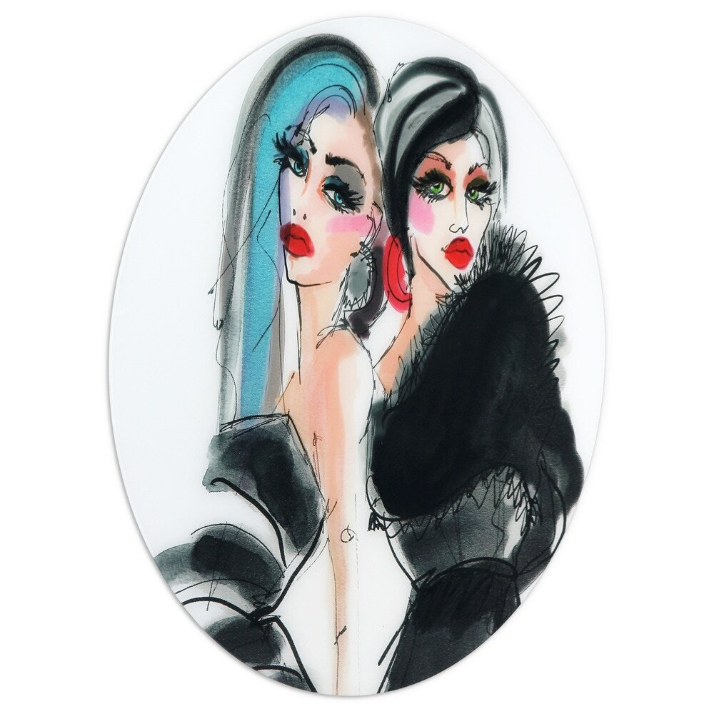Best Friends 1 - Unframed Floating Tempered Glass Round Wall Decor - Perfect for Living Room, Bedroom & Office Decor