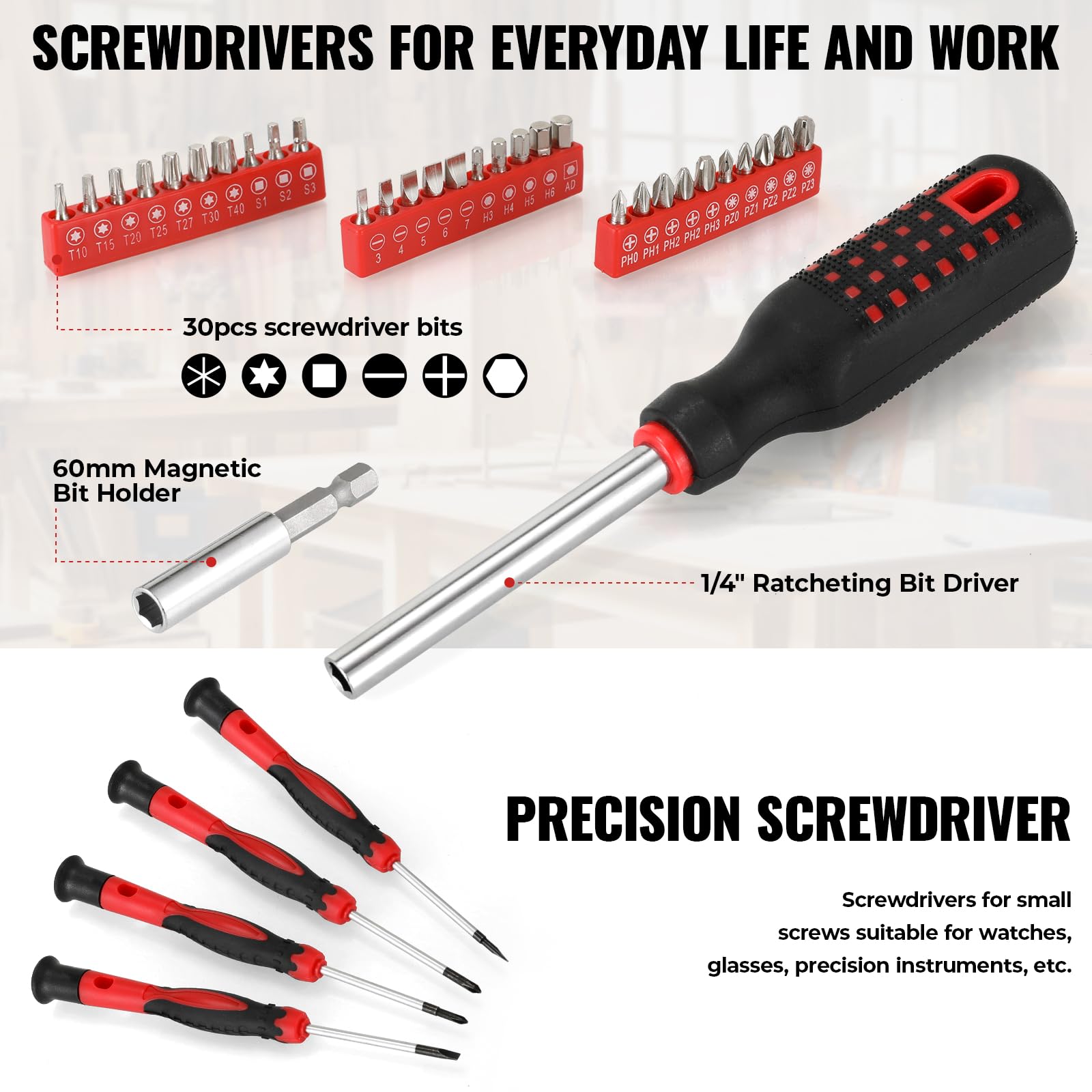 TLGREEN 218-Piece Professional Tool Kit with Adjustable Wrench, Drive Socket & Saw - Complete Mechanics Tool Set in Portable Plastic Toolbox (Red) - Perfect for Home, Apartment & Garage Repairs