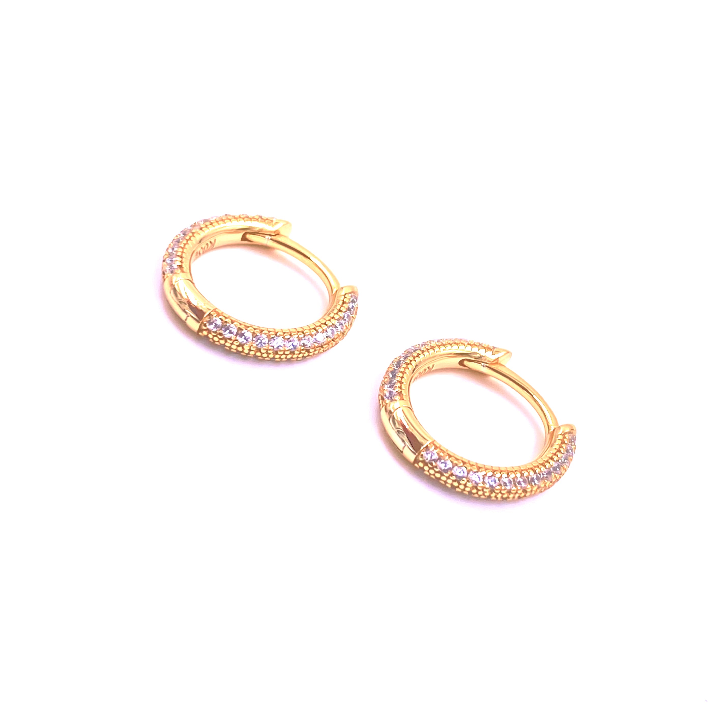 Sterling Silver Gold Plated Hoop Earrings with Double-Sided CZ for Women - Perfect for Parties, Weddings & Everyday Wear
