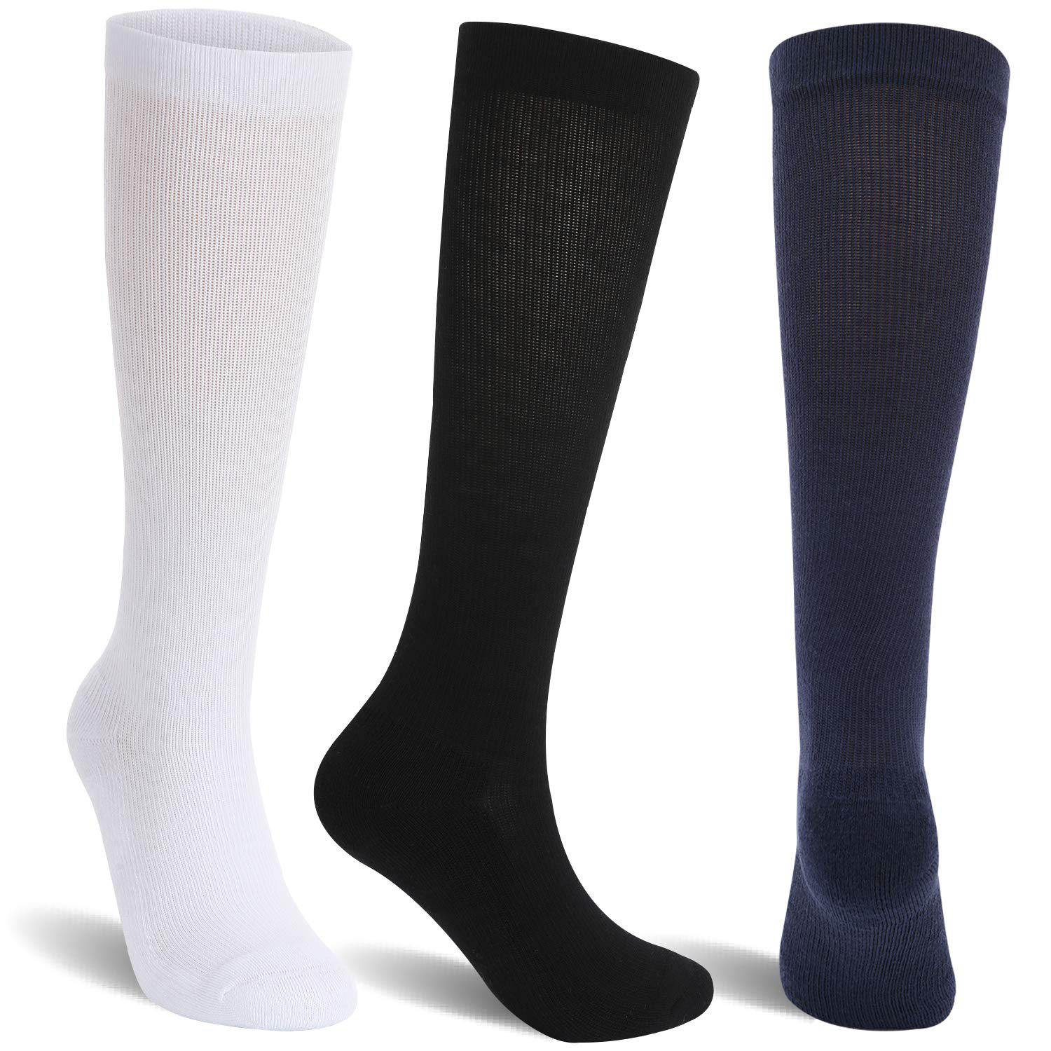 Athlemo 3 Pairs Bamboo Compression Socks for Women & Men - Circulation Support Stockings for Running, Travel & Work - Breathable & Moisture-Wicking