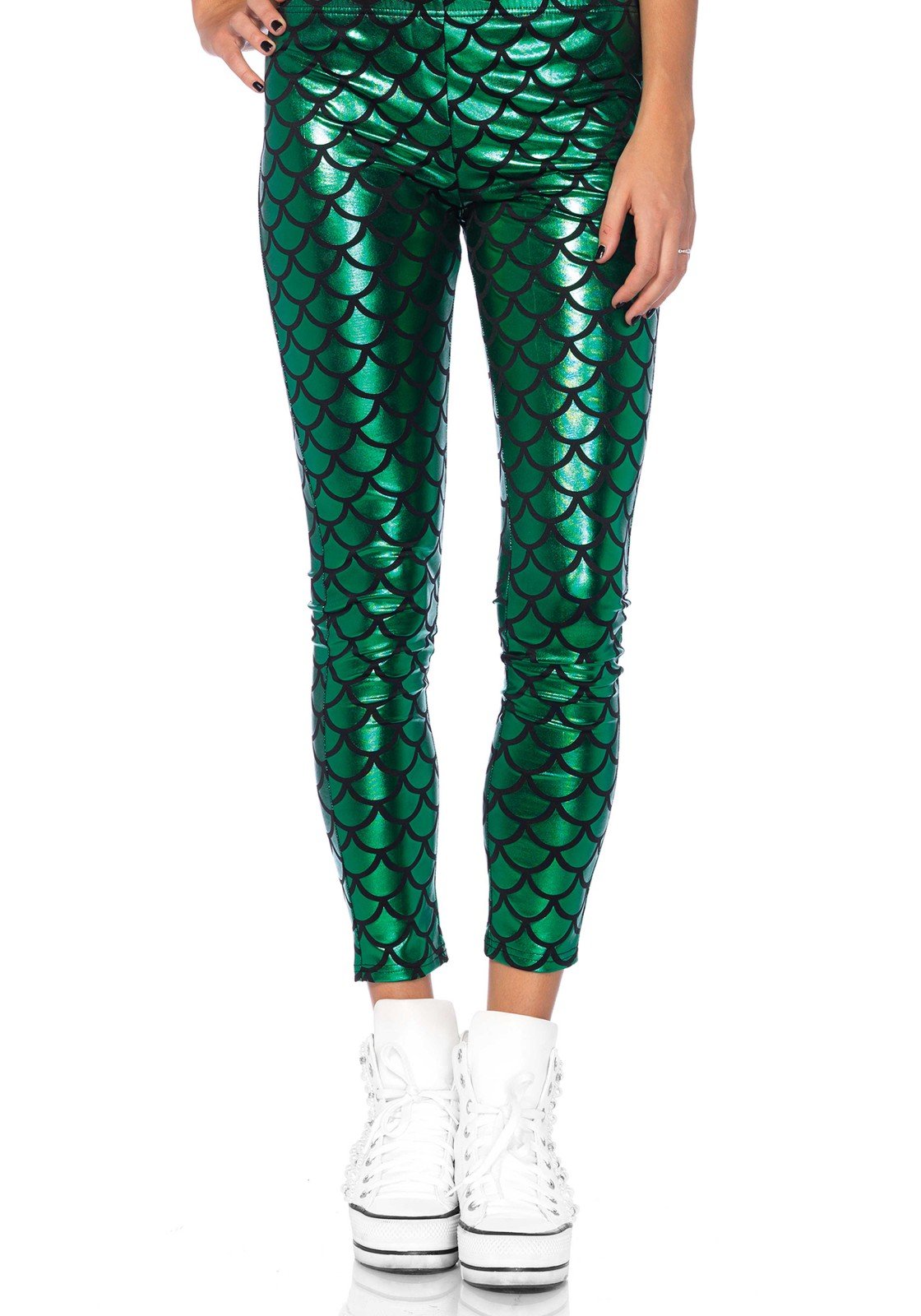 Leg Avenue Women's Mermaid Scale Leggings - High Waisted Shiny Sequin Yoga Pants for Dance, Costume & Cosplay - Perfect for Halloween, Party & Performance