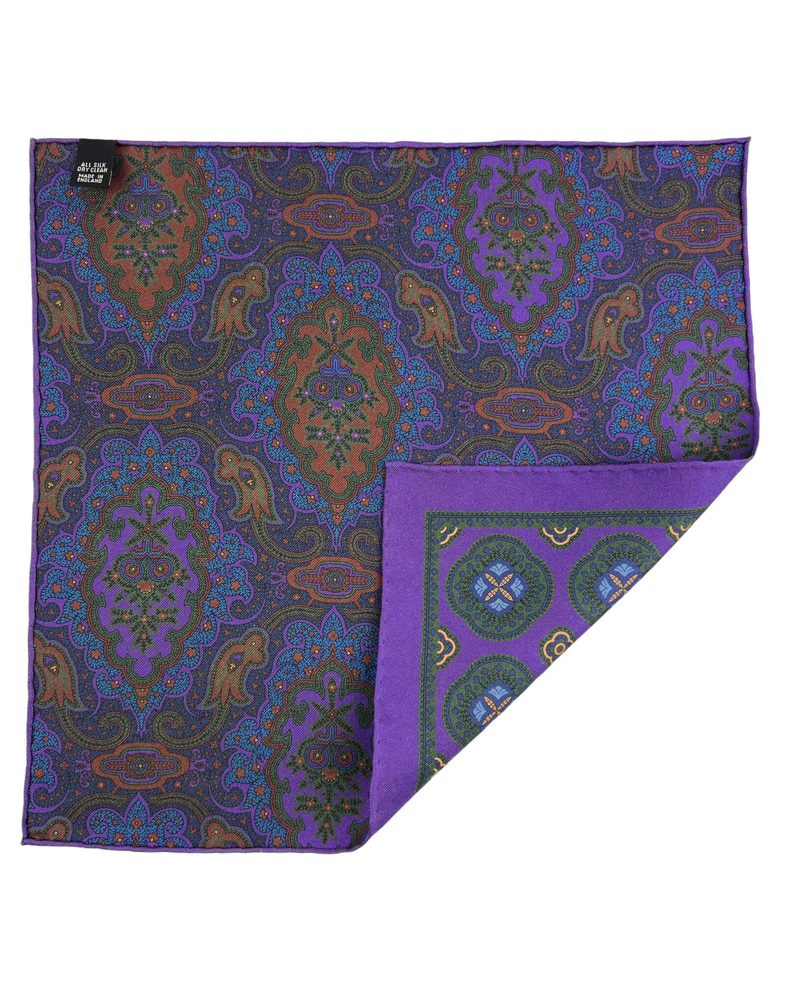 DÉCLIC Thresh Reversible Pocket Square - Purple Silk Handkerchief for Men | Formal Wear Accessory | Wedding, Suit & Tuxedo Styling