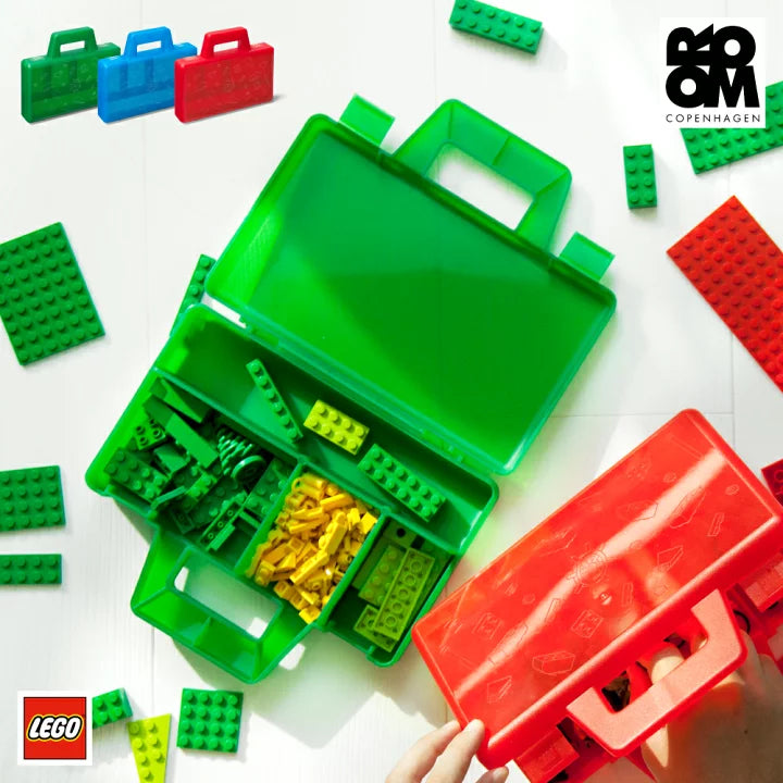 Lego Sorting Case To Go - Transparent Red Storage Box for Organizing Lego Bricks - Perfect for Travel, Home & Classroom Organization