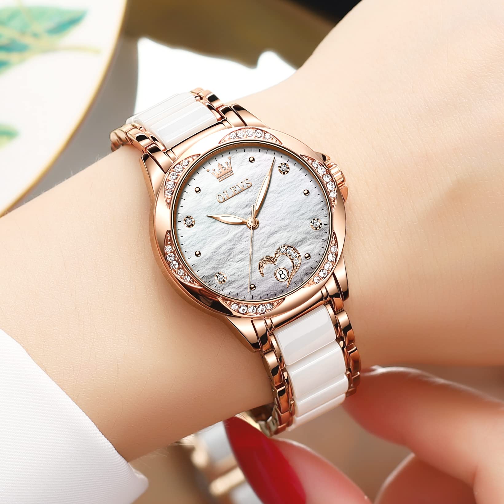 OLEVS Women's Automatic Diamond Watch, Waterproof Dress Watch for Women - Office & Party Wear