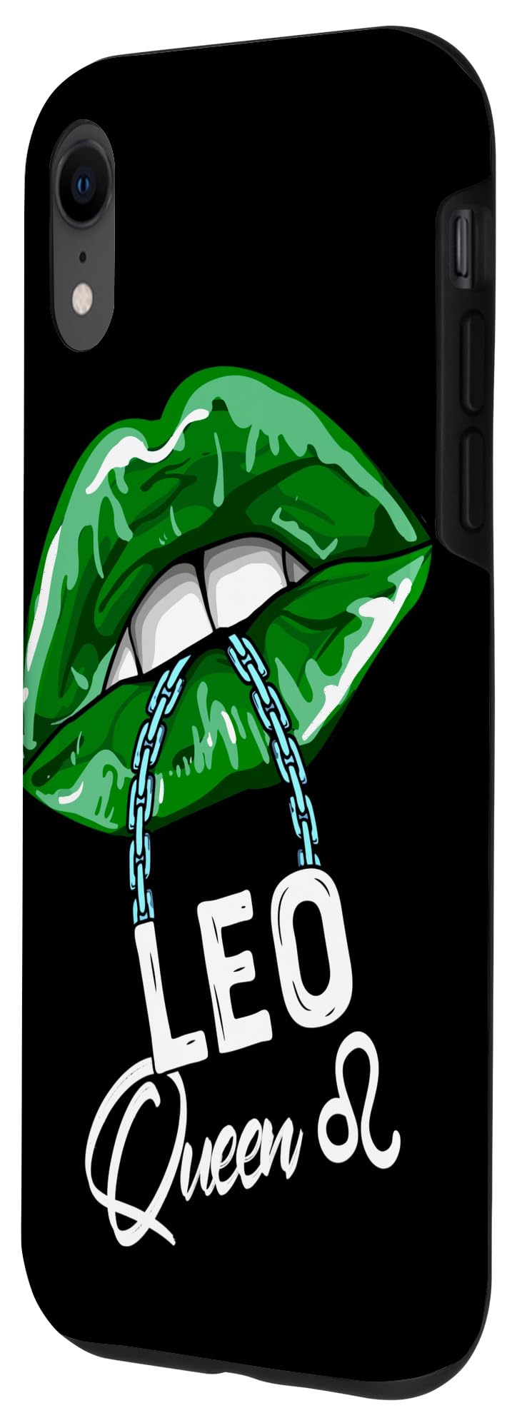 iPhone XR Green Leo Queen Lips Chain Zodiac Phone Case - Stylish Protective Cover for St. Patrick's Day, Birthday Gifts & Daily Use
