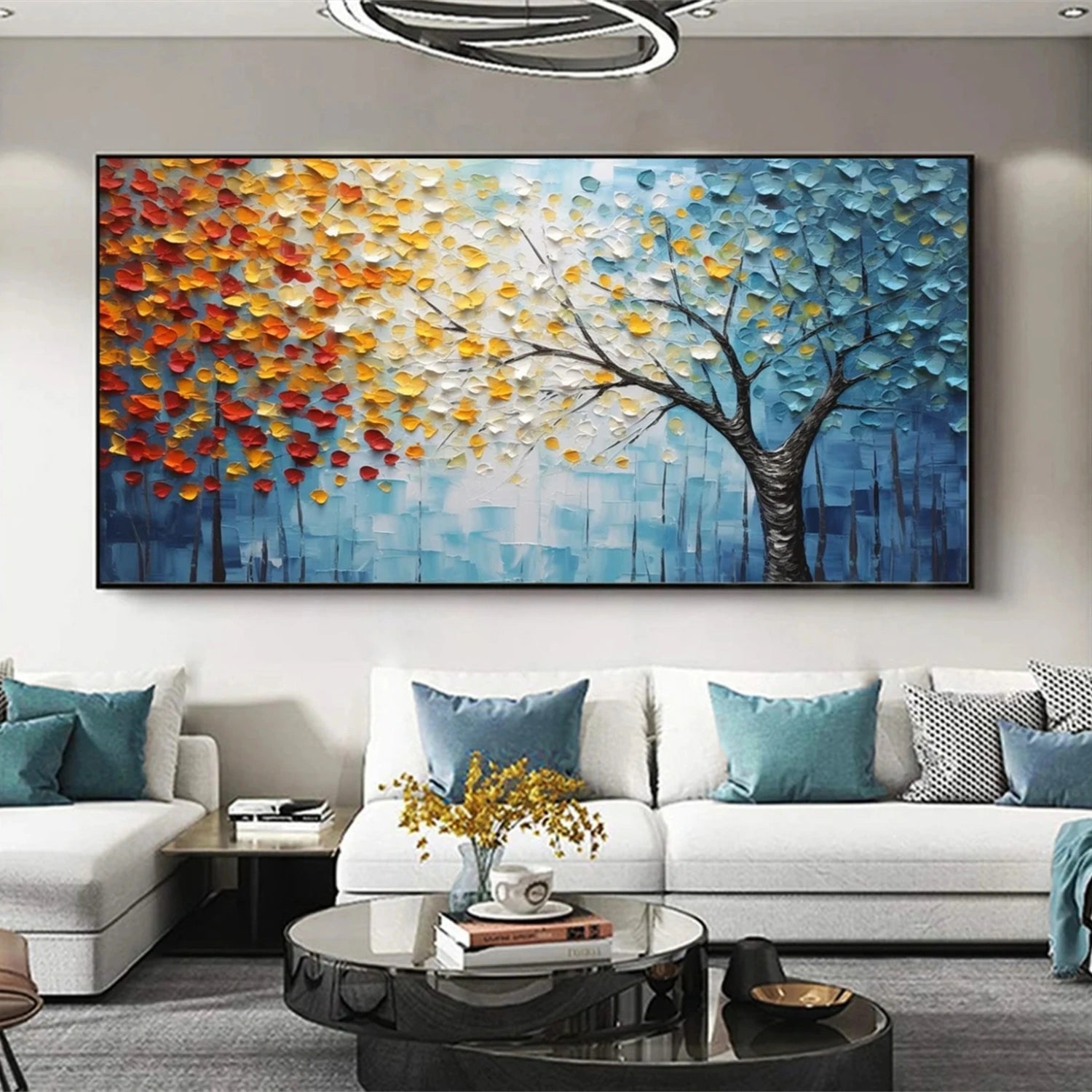 Flower and Tree Painting #FT108 - Handmade Canvas Art for Home Decor, Office & Gift Ideas
