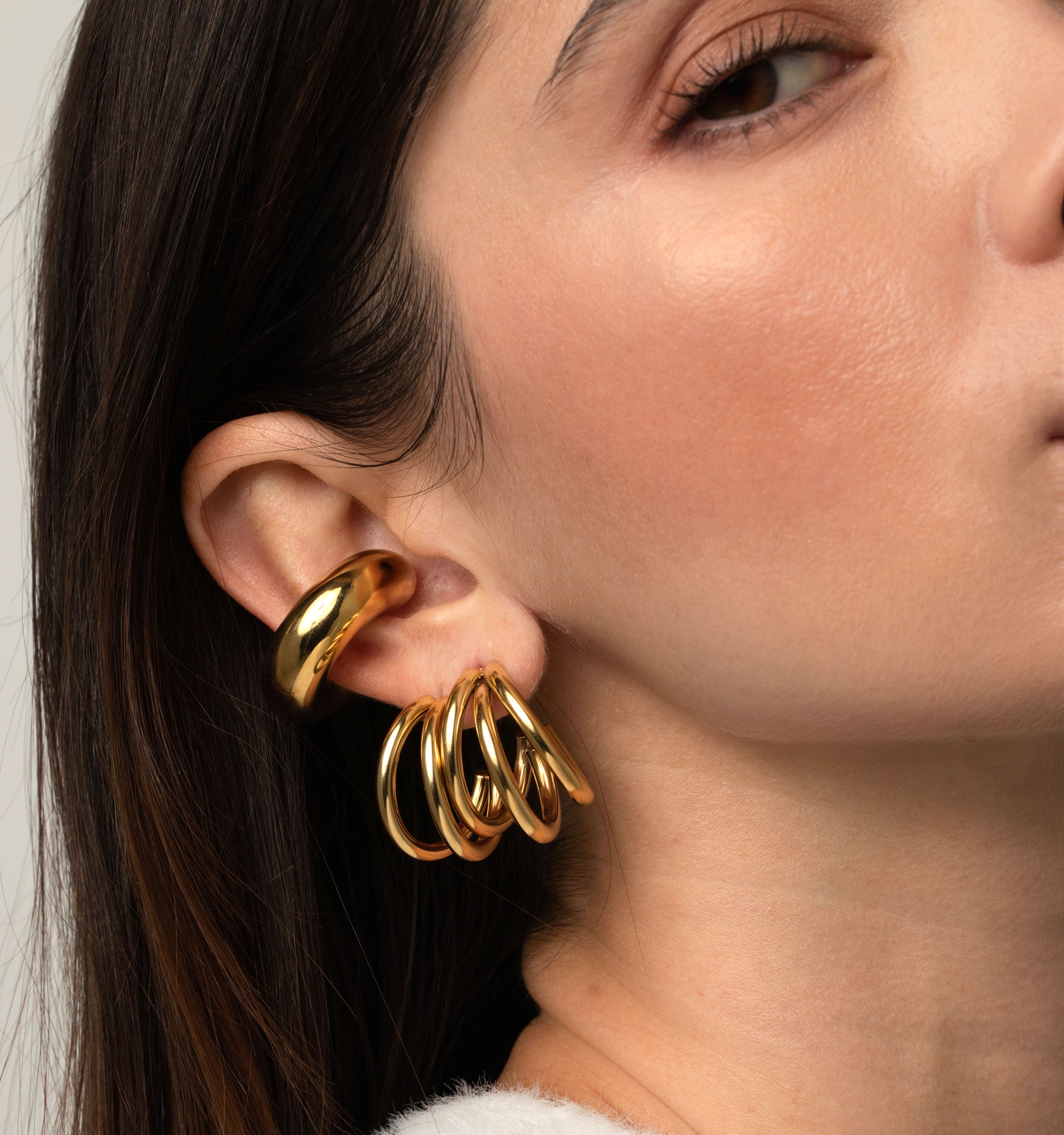 Sophia Triple Hoop Earrings for Women - 14K Gold Plated Stainless Steel Dangle Earrings - Trendy Boho Chic Jewelry for Party, Date Night & Everyday Wear