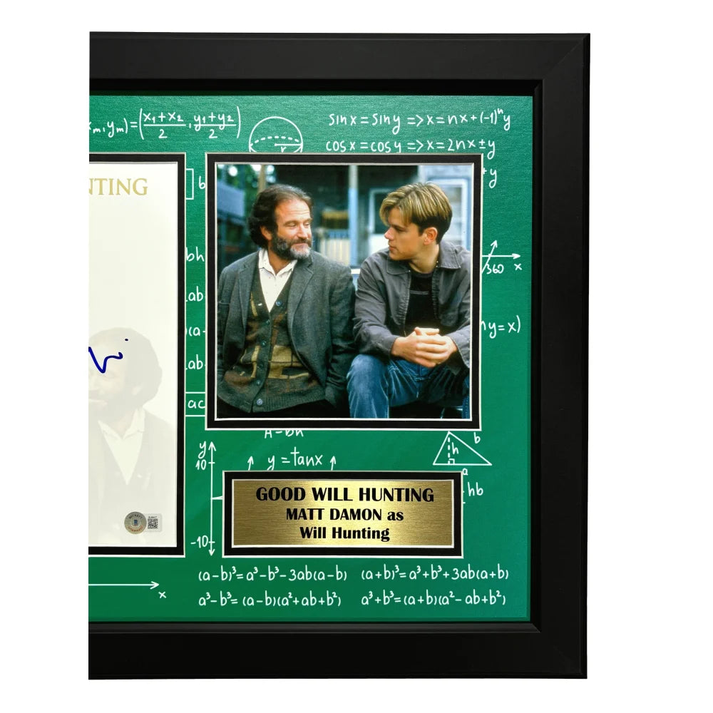 Matt Damon Autographed Good Will Hunting Script Framed Collage - BAS COA Authenticated Signed Memorabilia - Perfect for Movie Fans, Collectors & Home Theater Decor