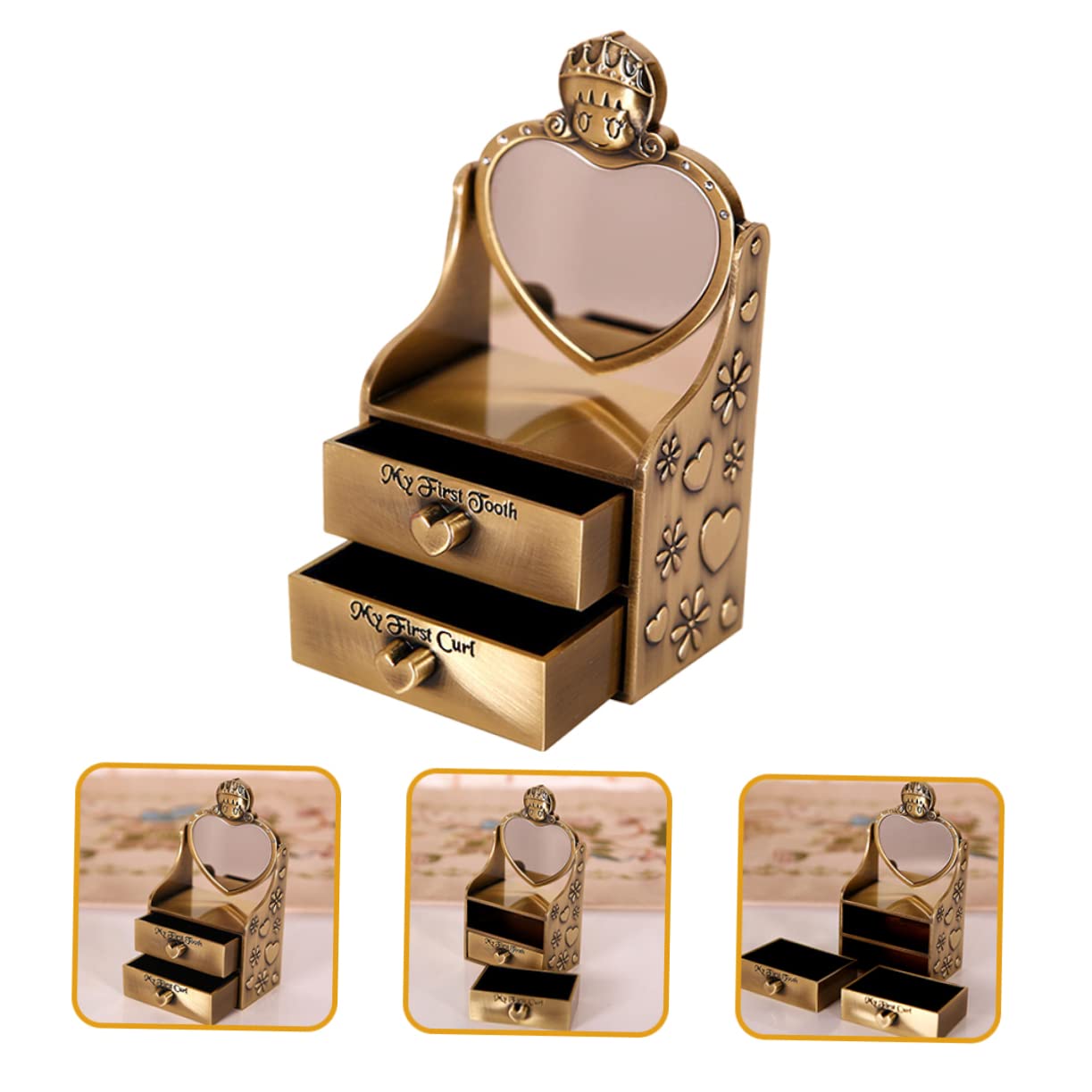 UPKOCH 3-Piece Metal Tooth Saver Box Set - Keepsake Container for Baby Teeth, First Haircut & Milestone Memories | Perfect for Parents, Dentists & Memory Preservation