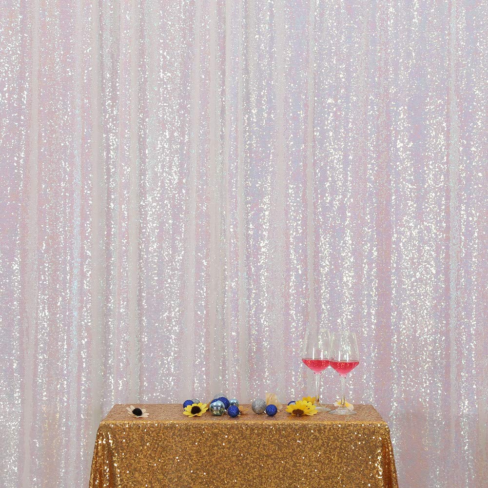 10x10FT Iridescent Sequin Backdrop - Sparkly Wedding Party Decor Curtain