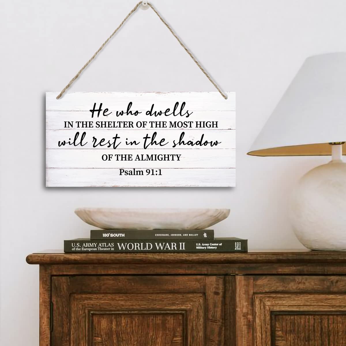 Psalms 91 Wooden Wall Plaque - Christian Scripture Wall Art Decor, 12x6 Inch Inspirational Home Sign, Spiritual Gift for Farmhouse, Bedroom & Office