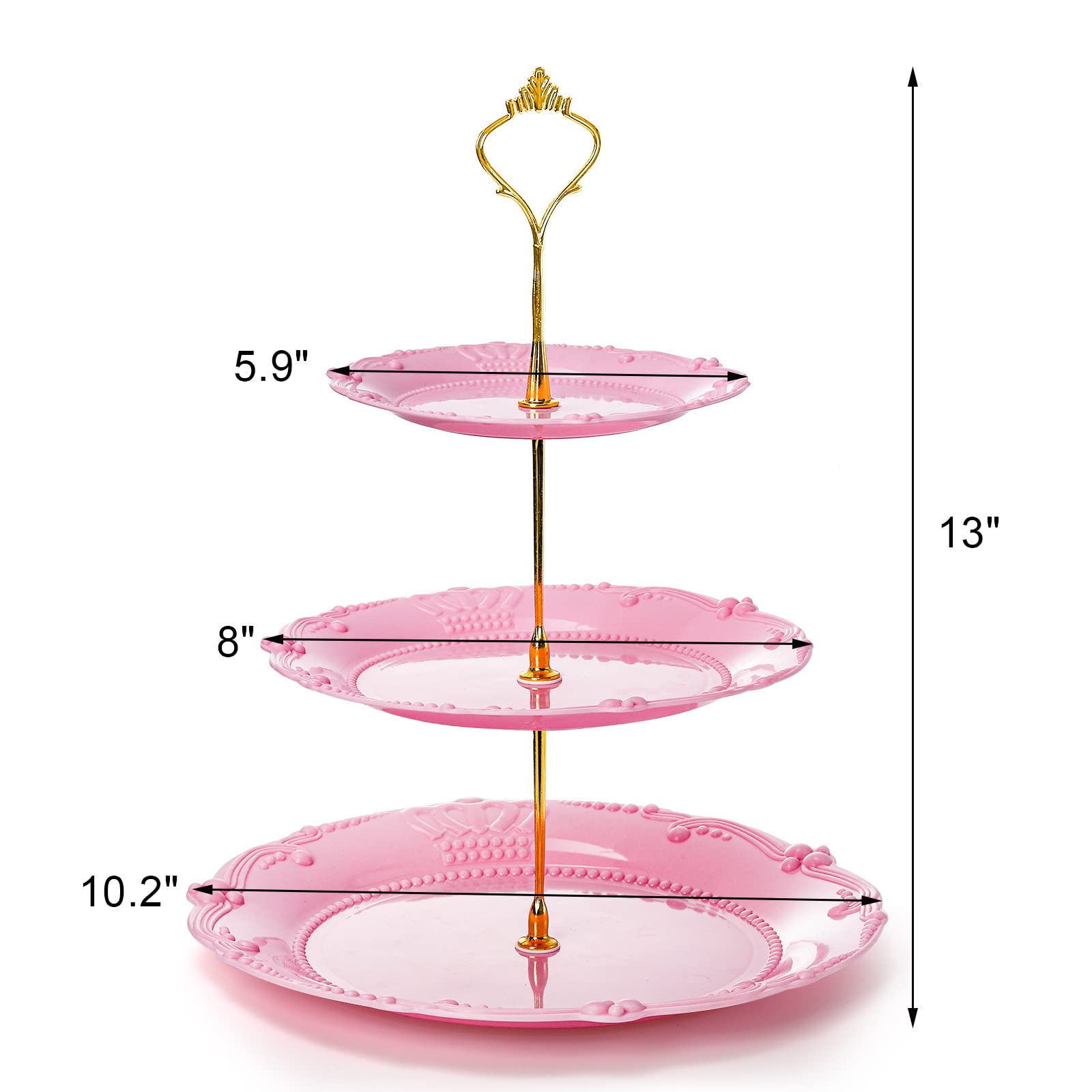 Fasmov 3-Pack 3-Tier Plastic Cupcake Stand - Reusable Dessert Display Tower for Cakes, Fruits & Candies | Perfect for Wedding, Birthday, Baby Shower & Tea Party Decorations (White, Pink, Green) - Elegant Dessert Serving Solution for Home, Bakery & Catering Events