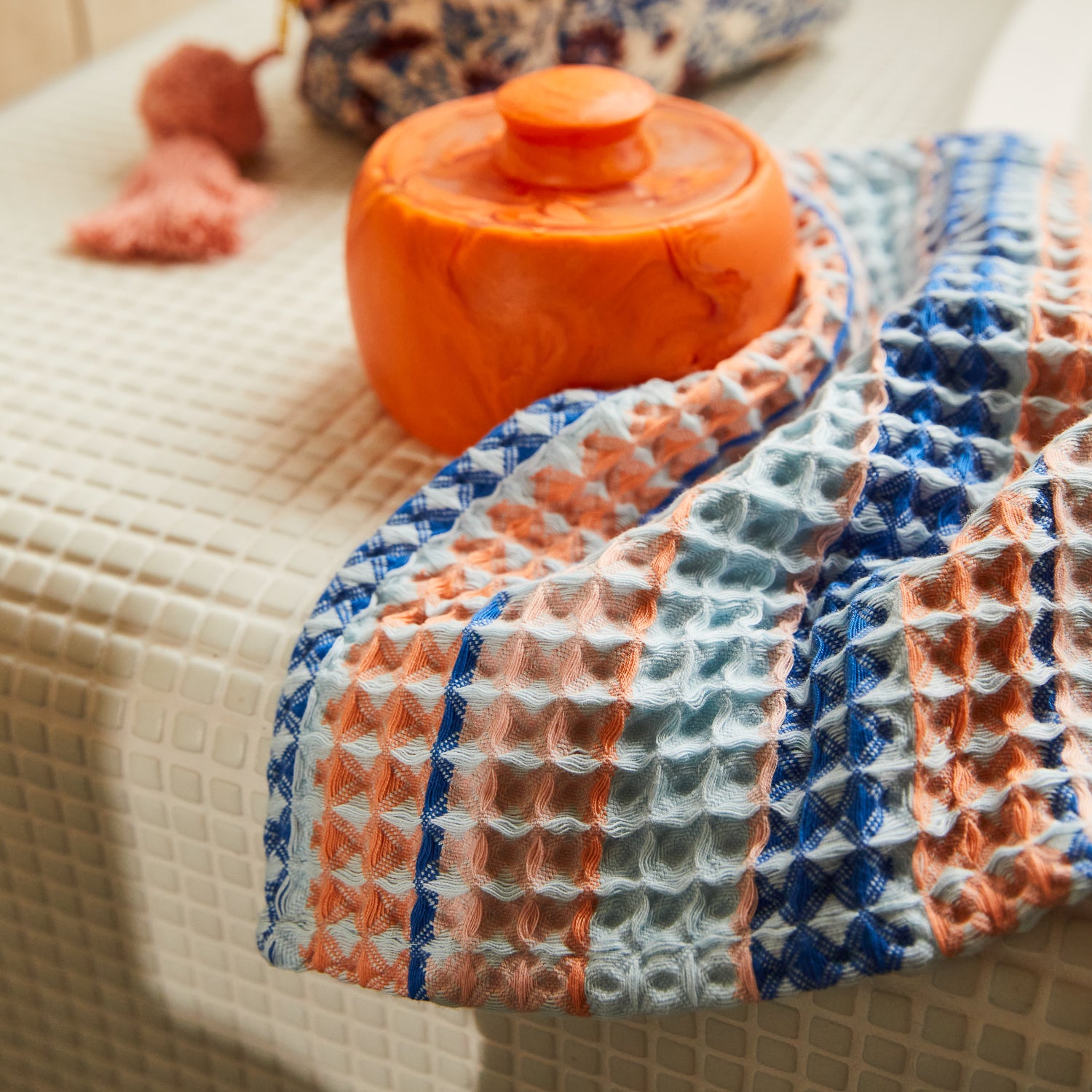 Kanti Waffle Face Washer - Soft Exfoliating Washcloth for Gentle Cleansing | Ultramarine Blue | Perfect for Sensitive Skin & Daily Skincare Routine