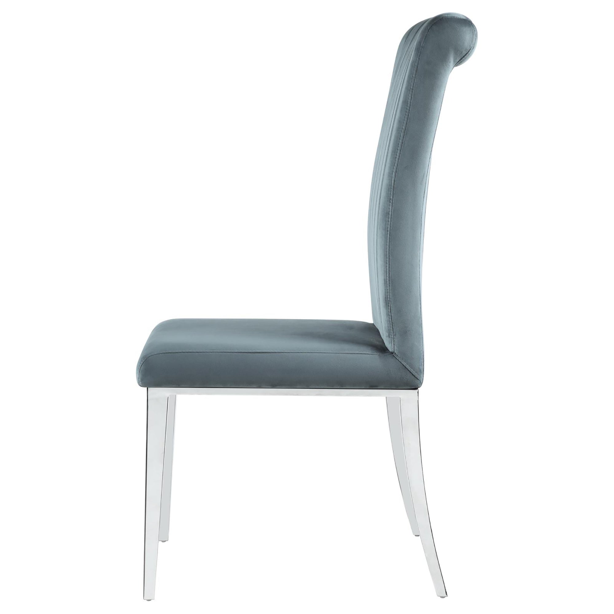 Dark Grey and Chrome Tufted Side Chairs (Set of 2) - Modern Dining Room Accent Chairs for Kitchen, Living Room or Office