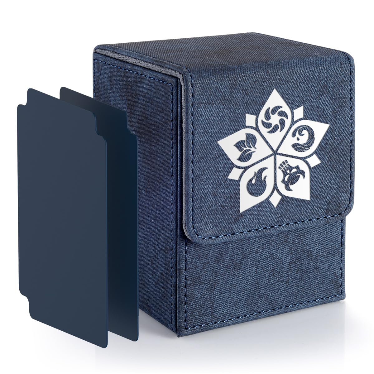 Premium MTG Deck Box for Commander Cards - Holds 110 Single-Sleeved Cards, Durable Trading Card Storage Case with 2 Dividers (Navy Blue) - Perfect for MTG Tournaments, Card Collection & Game Nights