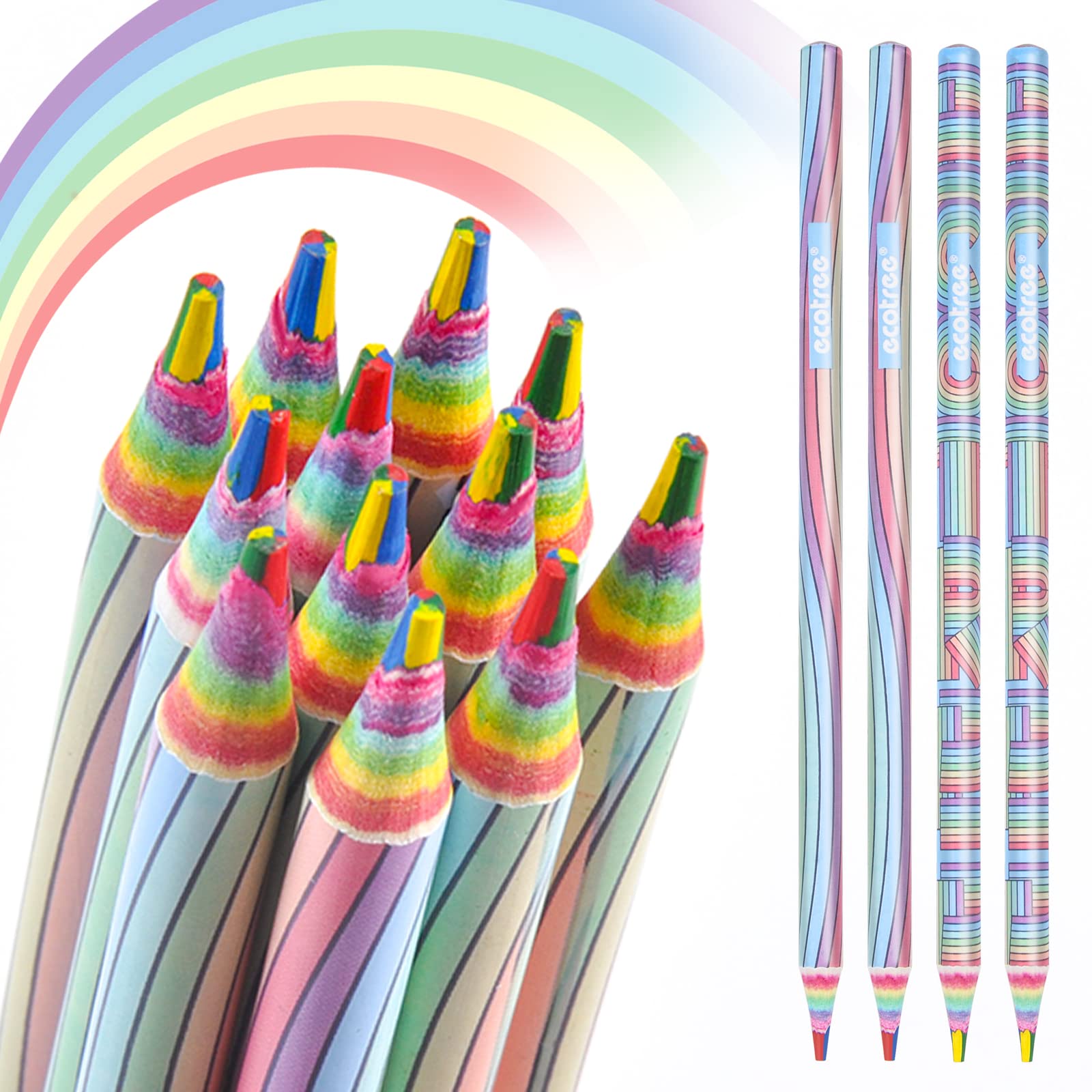 ECOTREE 24-Pack Colored Pencils Set for Adults & Kids - Vibrant Rainbow Drawing Pencils for Art, School & Coloring Books | Perfect for Stress Relief, DIY Crafts & Creative Projects