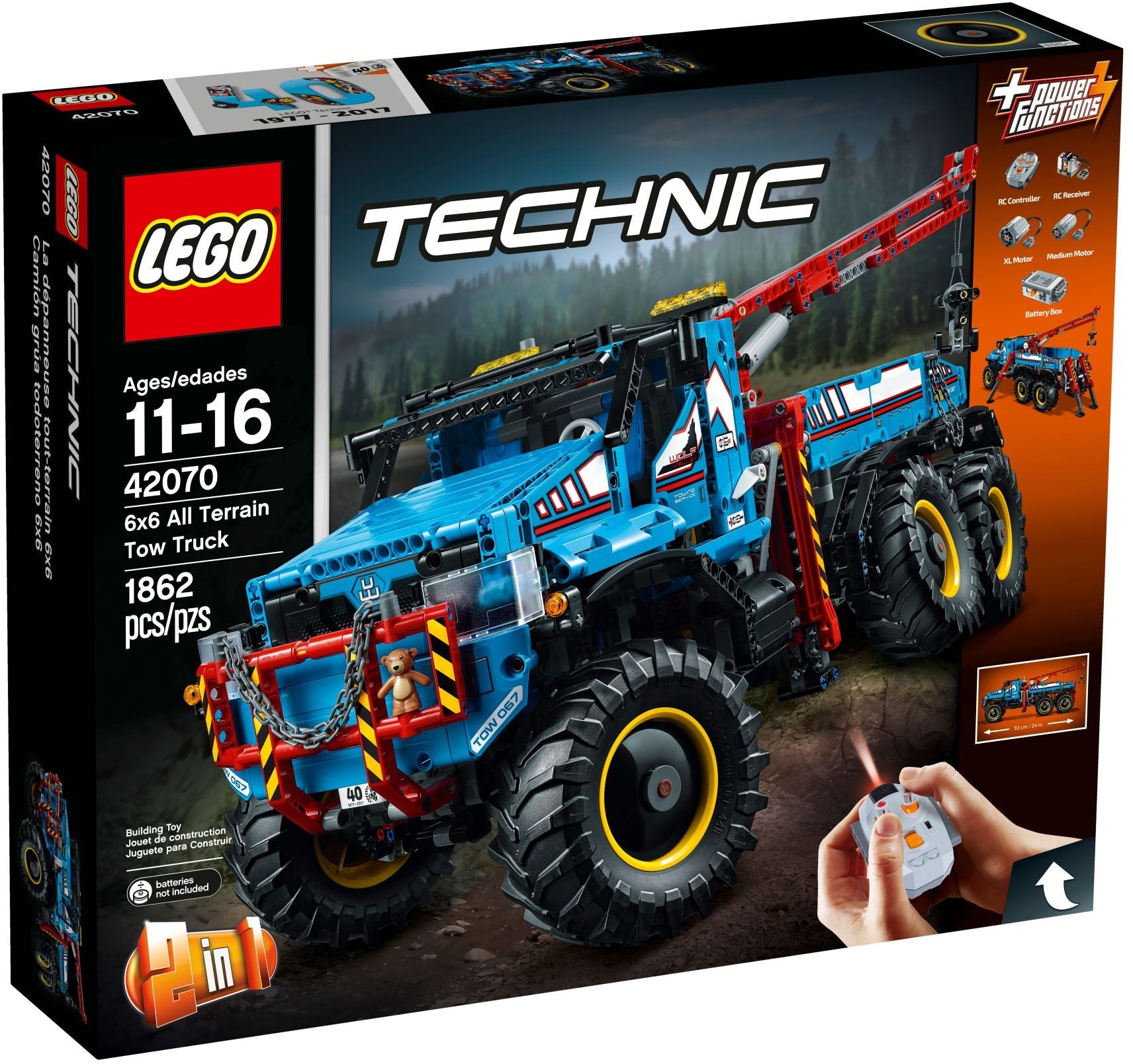LEGO 42070 6x6 All Terrain Tow Truck Building Kit - 2-in-1 Model with Remote Control for Kids & Adults - Perfect for Construction Play and Off-Road Adventure Scenes