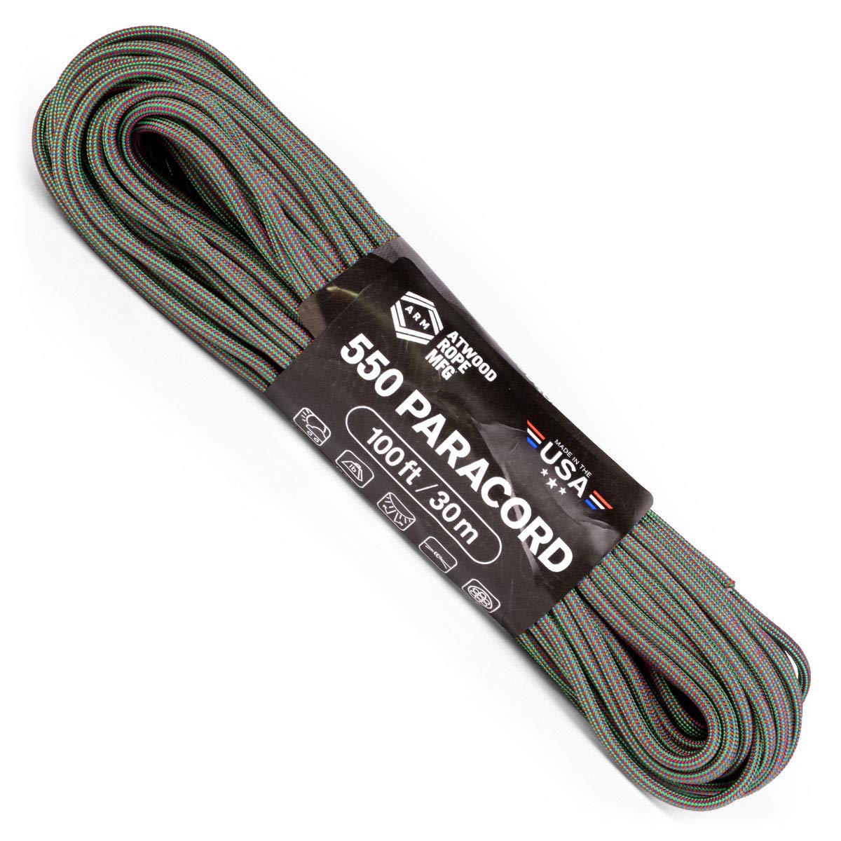 Atwood 550 Paracord 100ft - 7-Strand Nylon Survival Rope | for Camping, Crafts & Emergency Gear