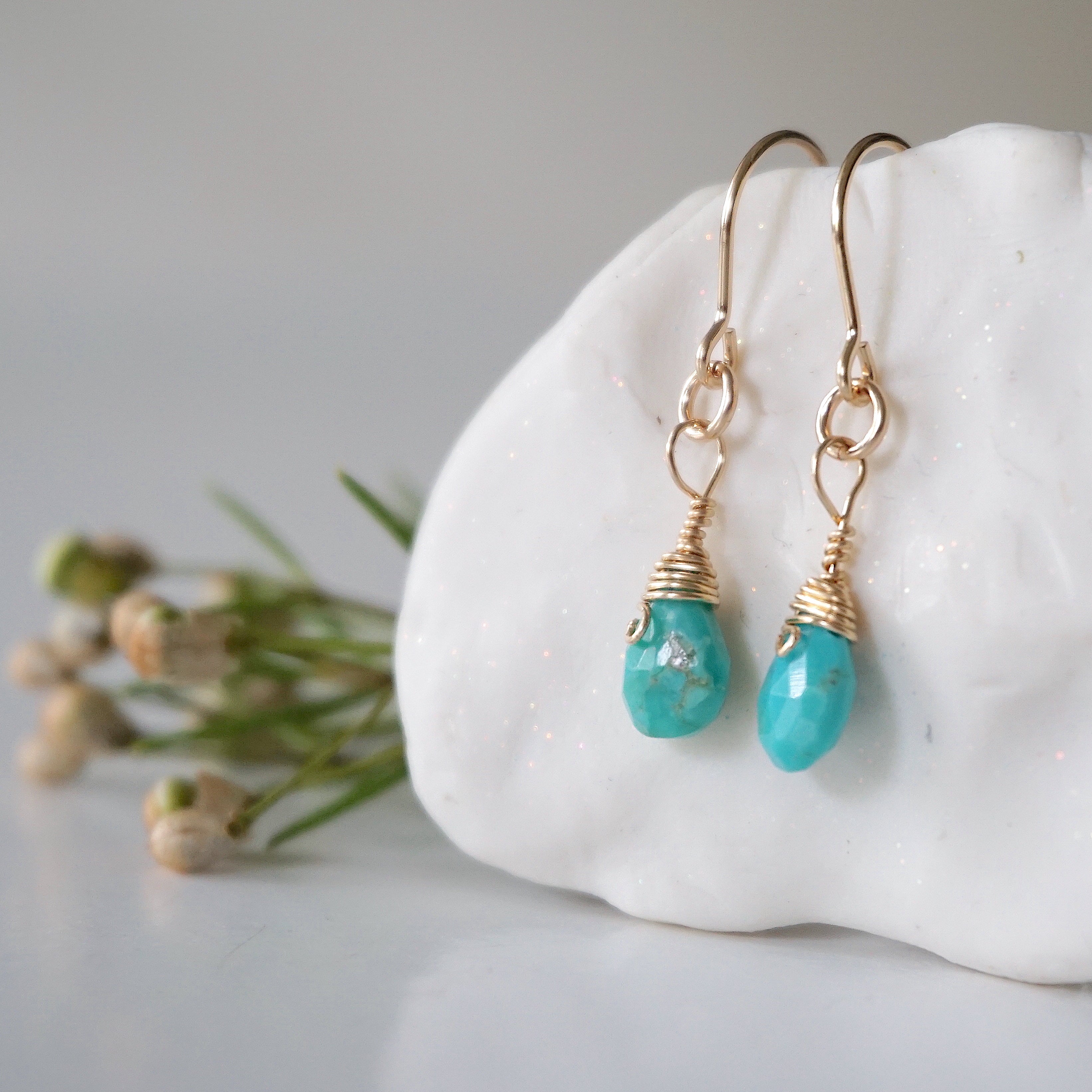 Turquoise Teardrop Earrings - 14k Gold Filled Dangle Earrings for Women | Boho Chic Jewelry for Everyday Wear & Special Occasions
