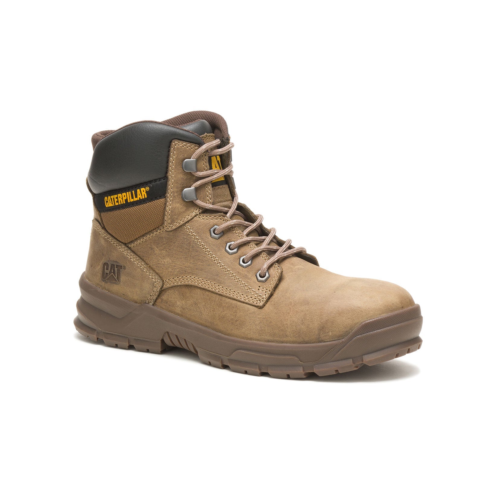 Light Brown Alloy Toe Work Boots for Men - Safety Steel Toe Shoes for Construction & Outdoor Work - Durable & Comfortable Workwear for Job Sites