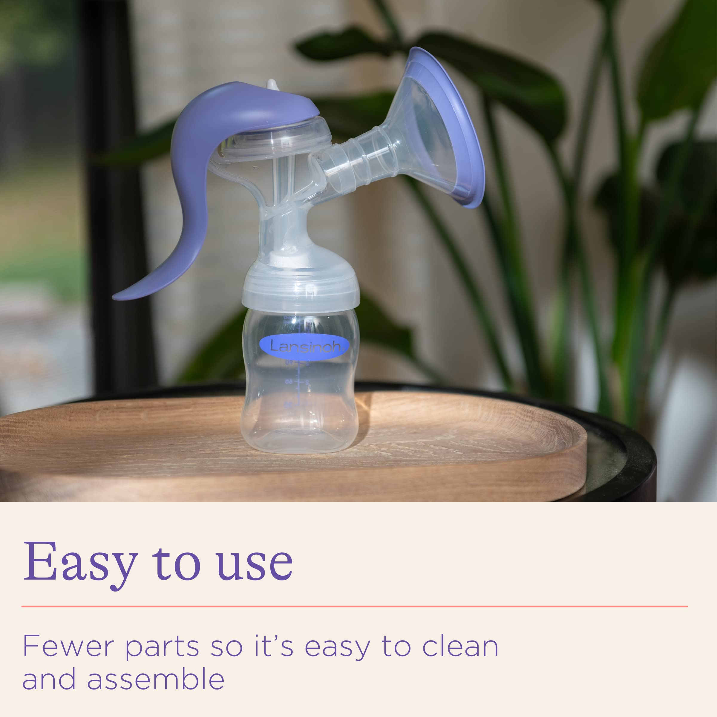 Lansinoh Manual Breast Pump - Comfortable Hand Pump for Breastfeeding Moms | Portable & Silent for Home, Office & Travel Use