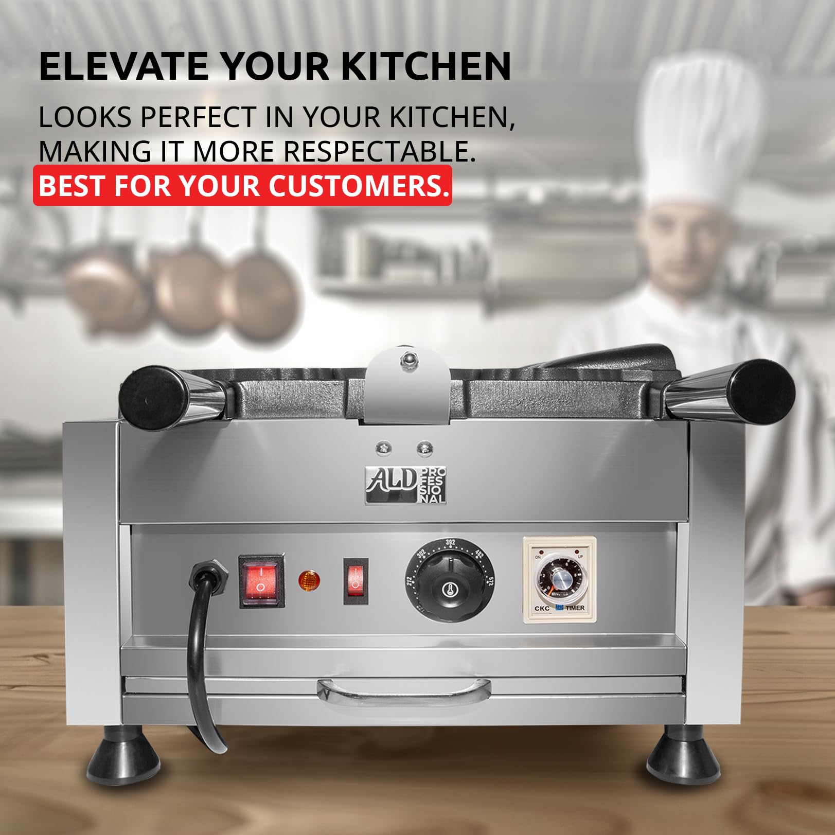 Professional ALDKitchen Taiyaki Fish Waffle Maker - Stainless Steel Nonstick Electric Griddle with 3 Fish-Shaped Molds | 110V 2000W | Perfect for Home, Cafes & Street Food Business