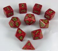 Strawberry Speckled Dice Set 10pc - for RPG & Board Games