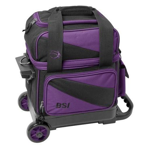 BSI 1 Ball Roller Bowling Bag - Purple & Black | Lightweight Rolling Bowling Ball Case with Wheels for Easy Transport | Perfect for League Play, Tournaments & Practice Sessions