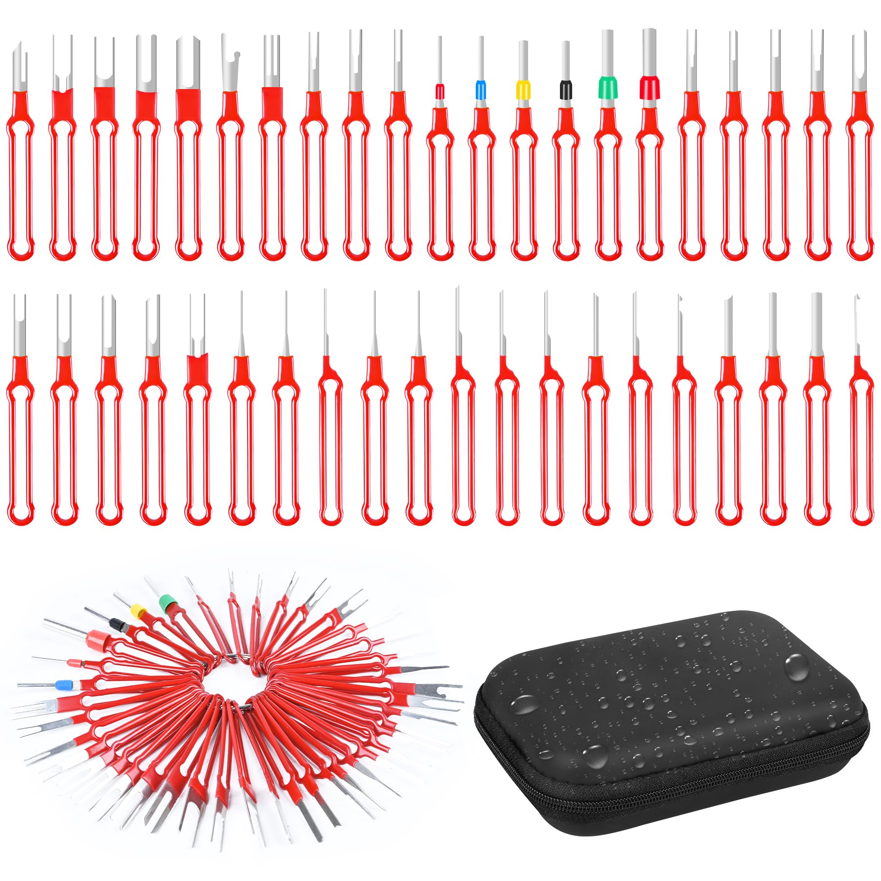 41 Pcs Terminal Removal Tool Kit - Depinning Tool Set for Electrical Connectors, Pin Extractor & Wire Terminal Release Tool for Automotive, Car & Household Devices (Red) - Perfect for DIY Repairs & Electrical Maintenance