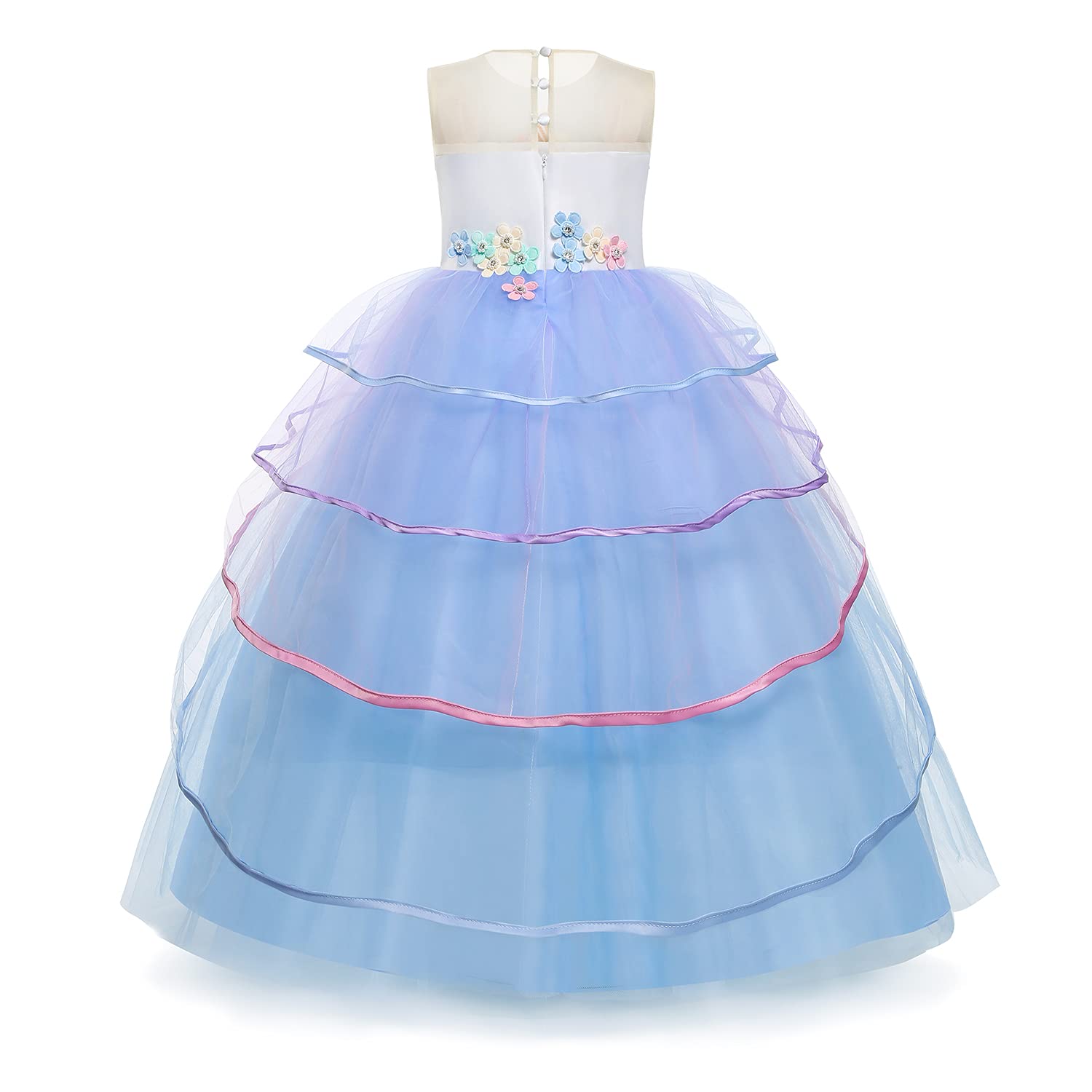 Magical Unicorn Princess Dress for Girls - Sparkly Long Satin Pageant Gown with Matching Headband | Birthday Party, Halloween Costume, Pageant Wear, Photo Shoot Outfit
